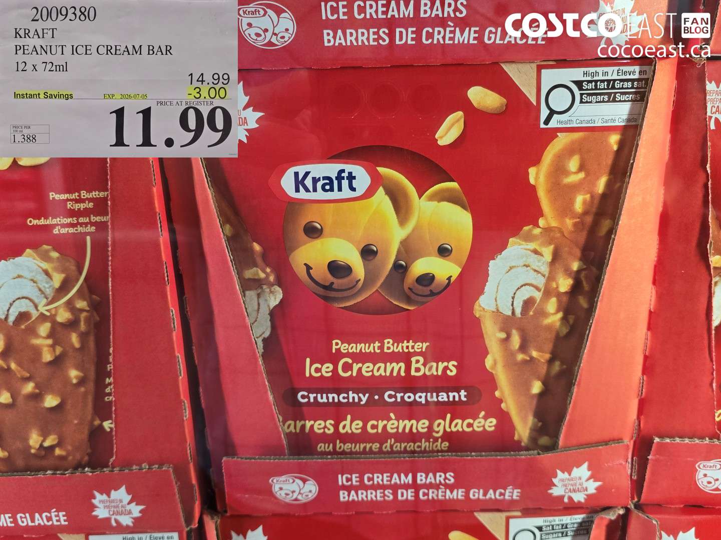 2009380 KRAFT PEANUT ICE CREAM BAR 12 X 72ML ($3.00 INSTANT SAVINGS EXPIRES ON 2026-07-05) $11.99