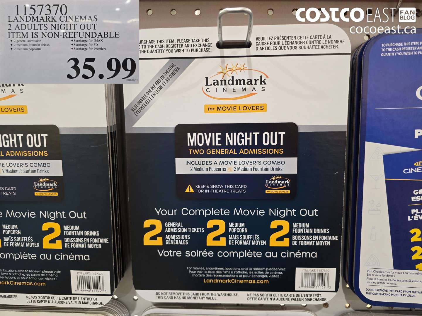1157370 LANDMARK CINEMAS 2 ADULTS NIGHT OUT ITEM IS NON-REFUNDABLE $35.99