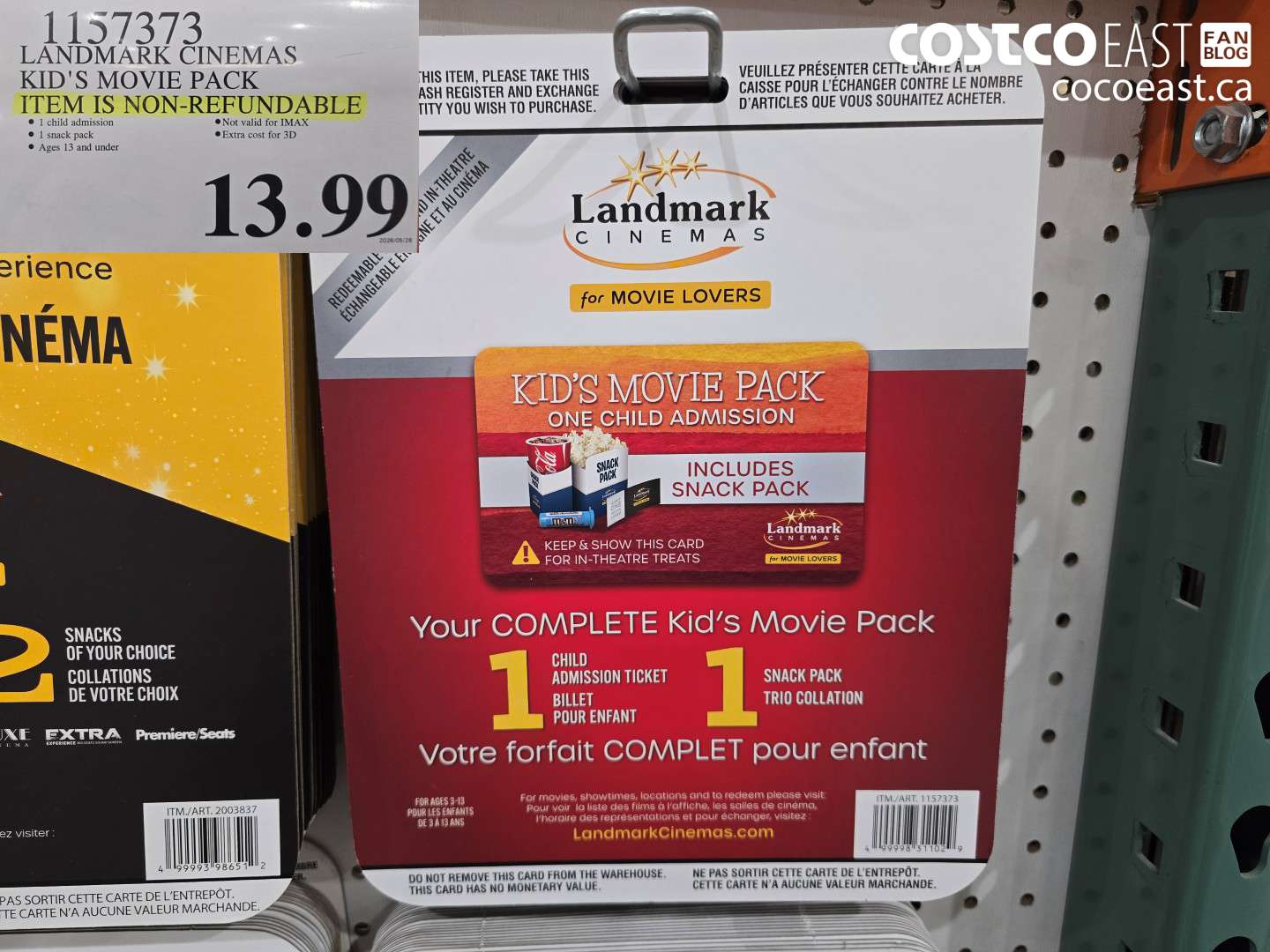 1157373 LANDMARK CINEMAS KID'S MOVIE PACK $13.99