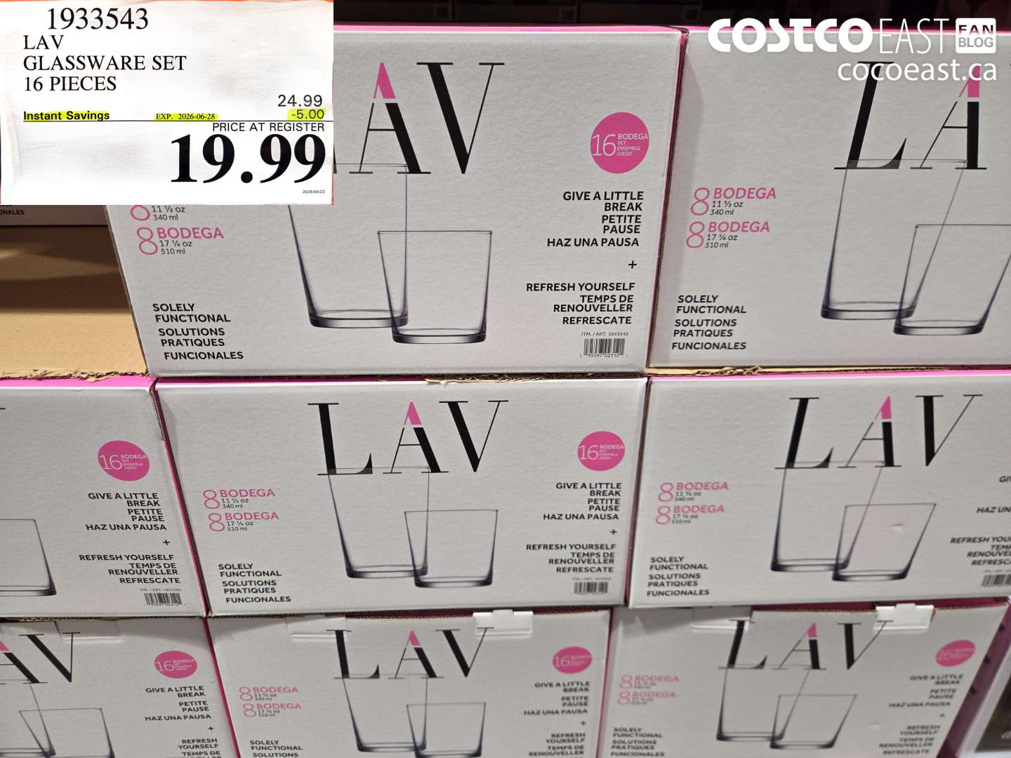 1933543 LAV GLASSWARE SET 16 PIECES ($5.00 INSTANT SAVINGS EXPIRES ON 2026-06-28) $19.99