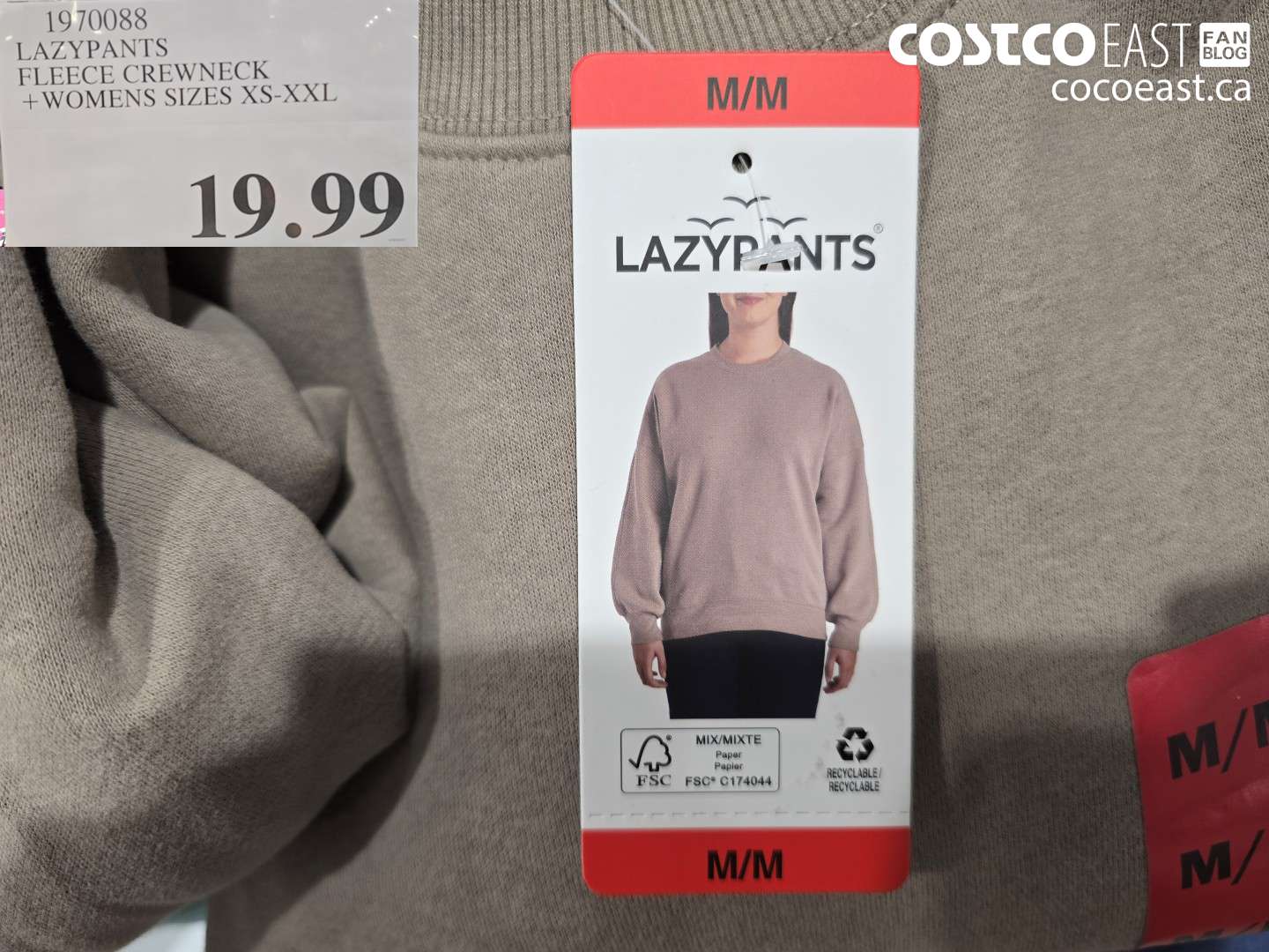 1970088 LAZYPANTS FLEECE CREWNECK WOMENS SIZES XS-XXL $19.99