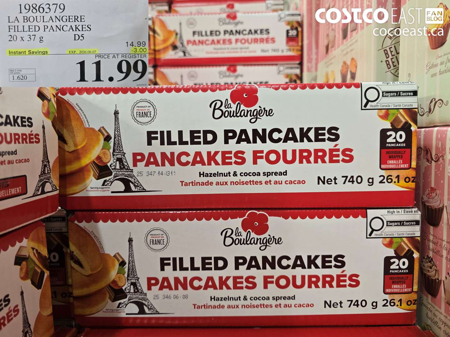 1986379 LA BOULANGERE FILLED PANCAKES 20 X 37 G ($3.00 INSTANT SAVINGS EXPIRES ON 2026-06-07) $11.99