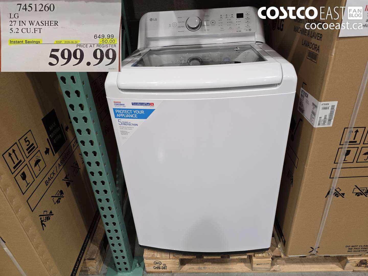 7451260 LG 27 IN WASHER 5.2 CU.FT ($50.00 INSTANT SAVINGS EXPIRES ON 2026-06-24) $599.99