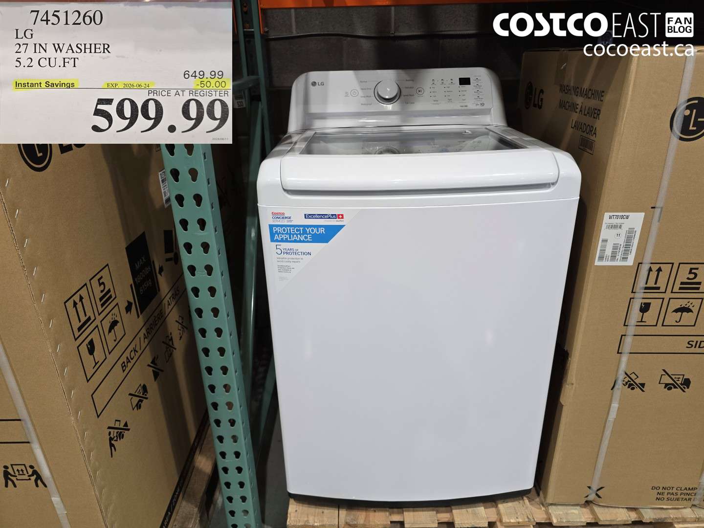 7451260 LG 27 IN WASHER 5.2 CU.FT ($50.00 INSTANT SAVINGS EXPIRES ON 2026-06-24) $599.99