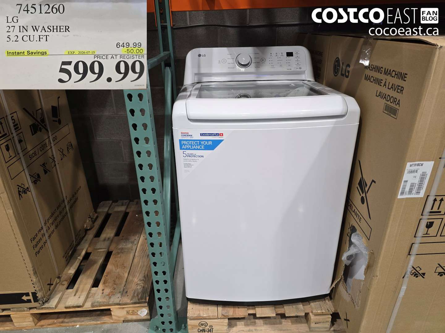 7451260 LG 27 IN WASHER 5.2 CU.FT ($50.00 INSTANT SAVINGS EXPIRES ON 2026-07-15) $599.99