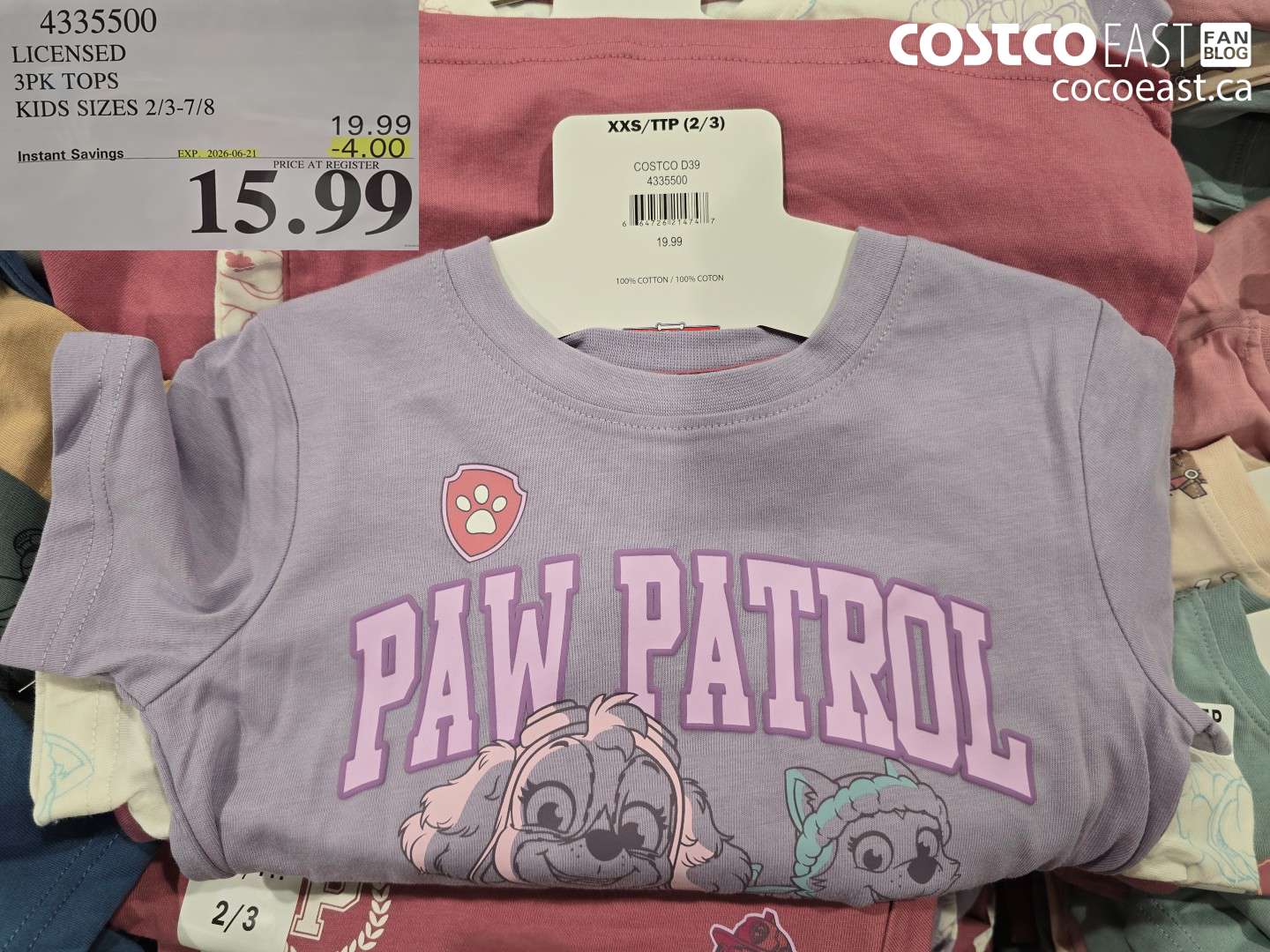 4335500 LICENSED 3PK TOPS KIDS SIZES 2/3-7/8 ($4.00 INSTANT SAVINGS EXPIRES ON 2026-06-21) $15.99