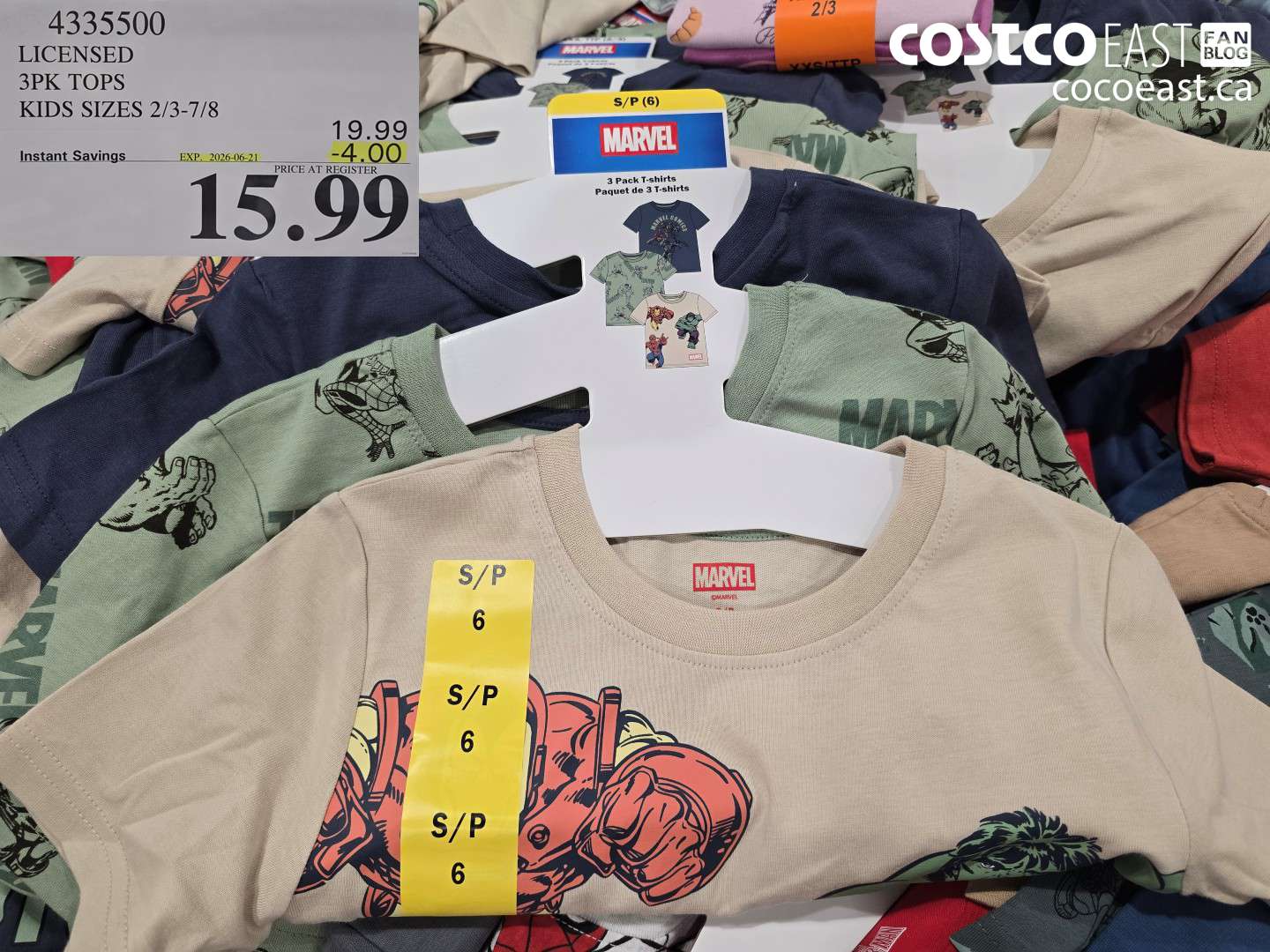 4335500 LICENSED 3PK TOPS KIDS SIZES 2/3-7/8 ($4.00 INSTANT SAVINGS EXPIRES ON 2026-06-21) $15.99