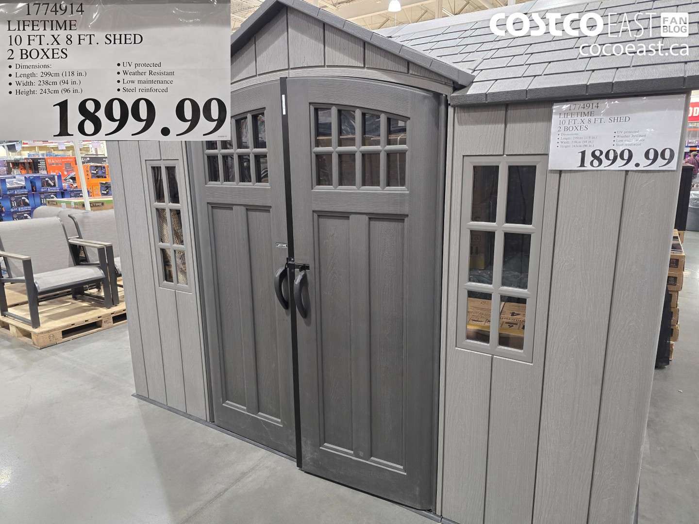 1774914 LIFETIME 10 FT. X 8 FT. SHED 2 BOXES $1899.99