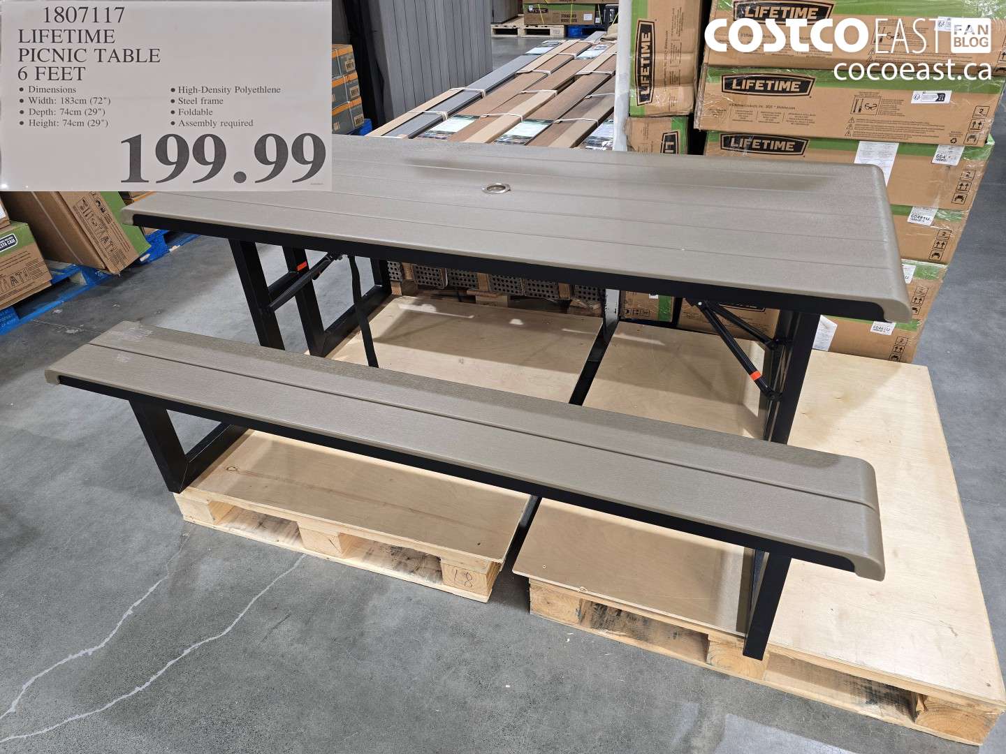 1807117 LIFETIME PICNIC TABLE 6 FEET $199.99