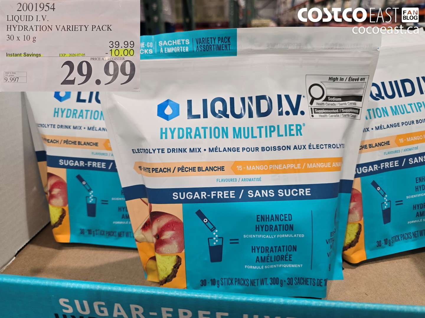 2001954 LIQUID I.V. HYDRATION VARIETY PACK 30 X 10 G ($10.00 INSTANT SAVINGS EXPIRES ON 2026-07-05) $29.99