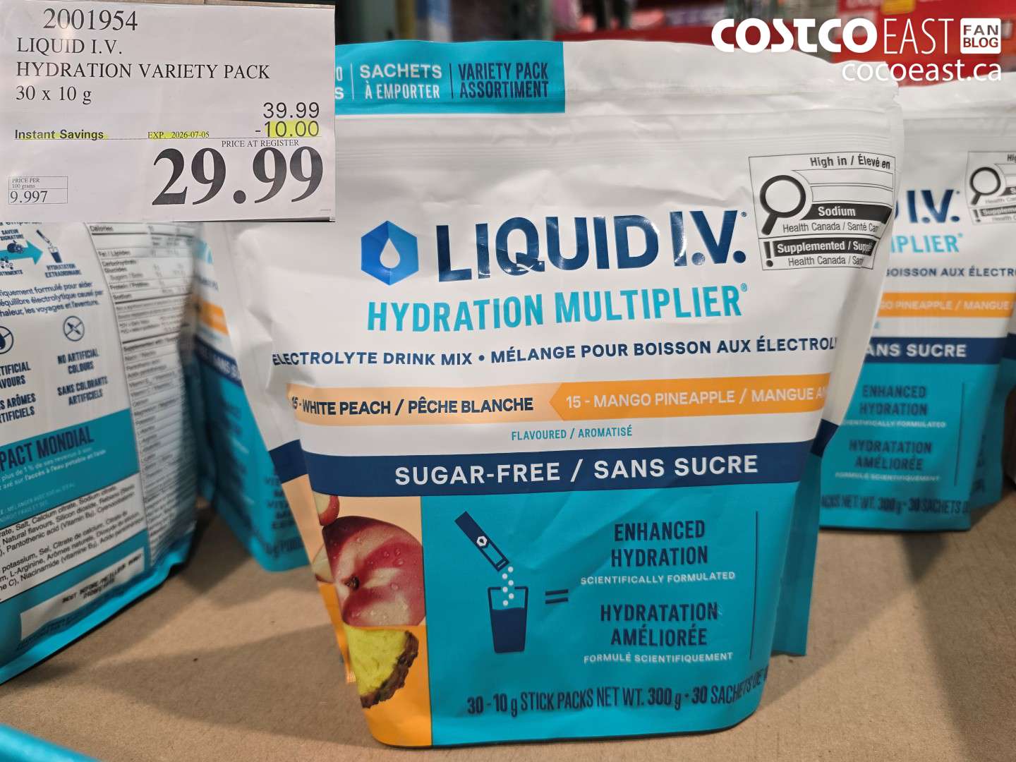 2001954 LIQUID I.V. HYDRATION VARIETY PACK 30 X 10 G ($10.00 INSTANT SAVINGS EXPIRES ON 2026-07-05) $29.99