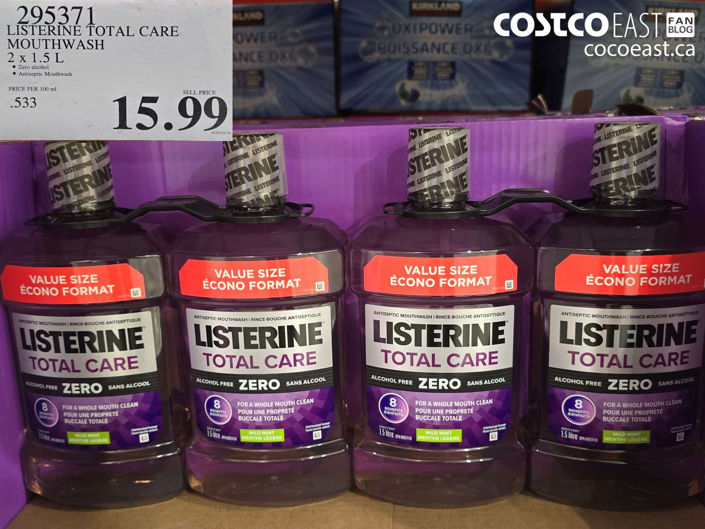 295371 LISTERINE TOTAL CARE MOUTHWASH 2 X 1.5 L $15.99