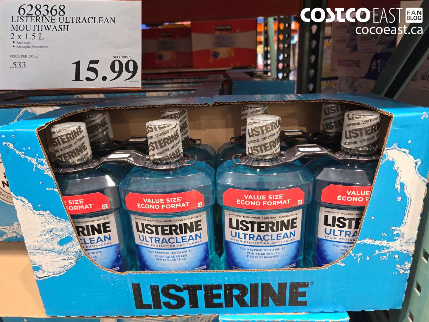 628368 LISTERINE ULTRACLEAN MOUTHWASH 2 X 1.5 L $15.99