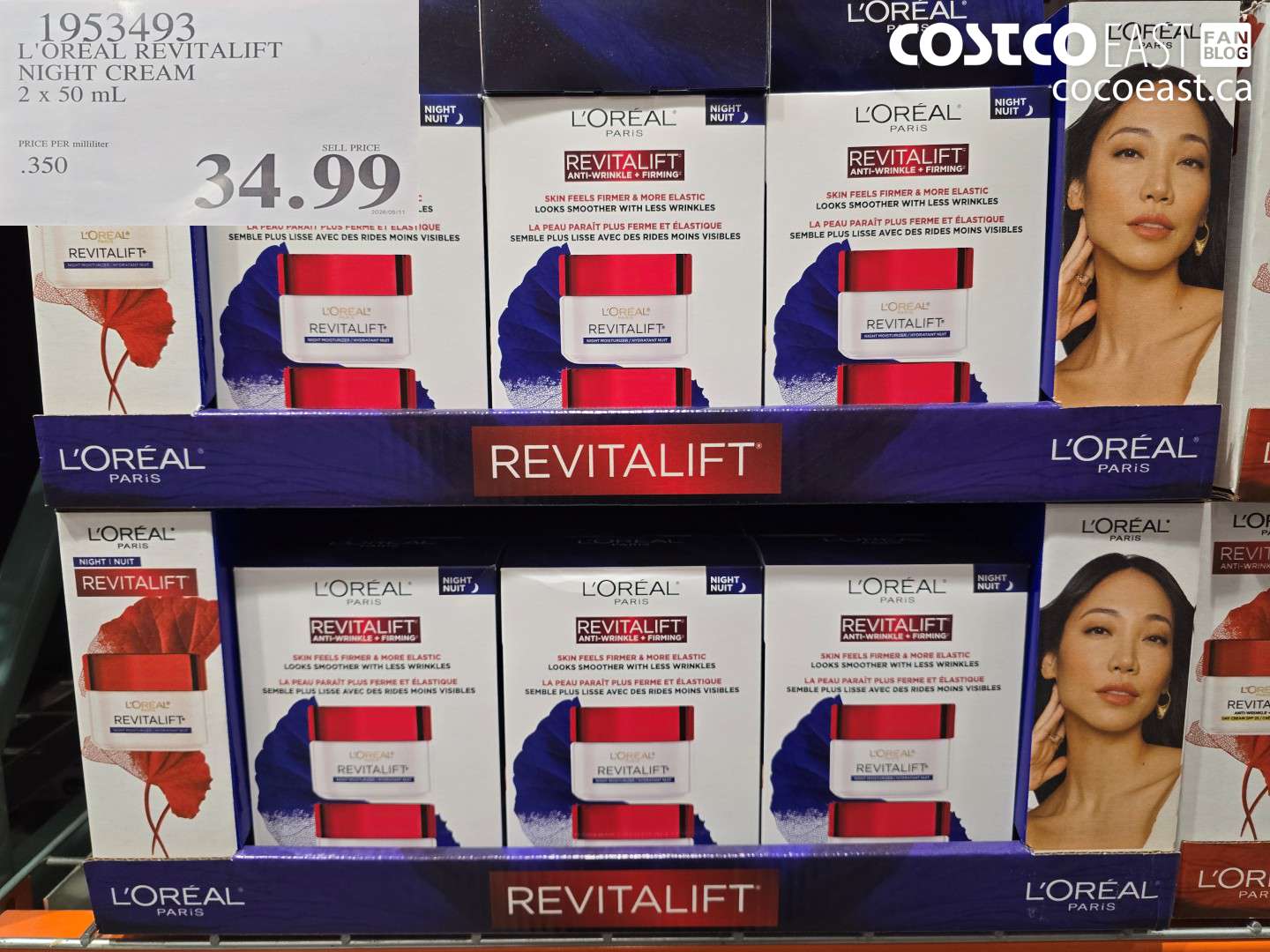 1953493 L'OREAL REVITALIFT NIGHT CREAM 2 X 50 ML $34.99