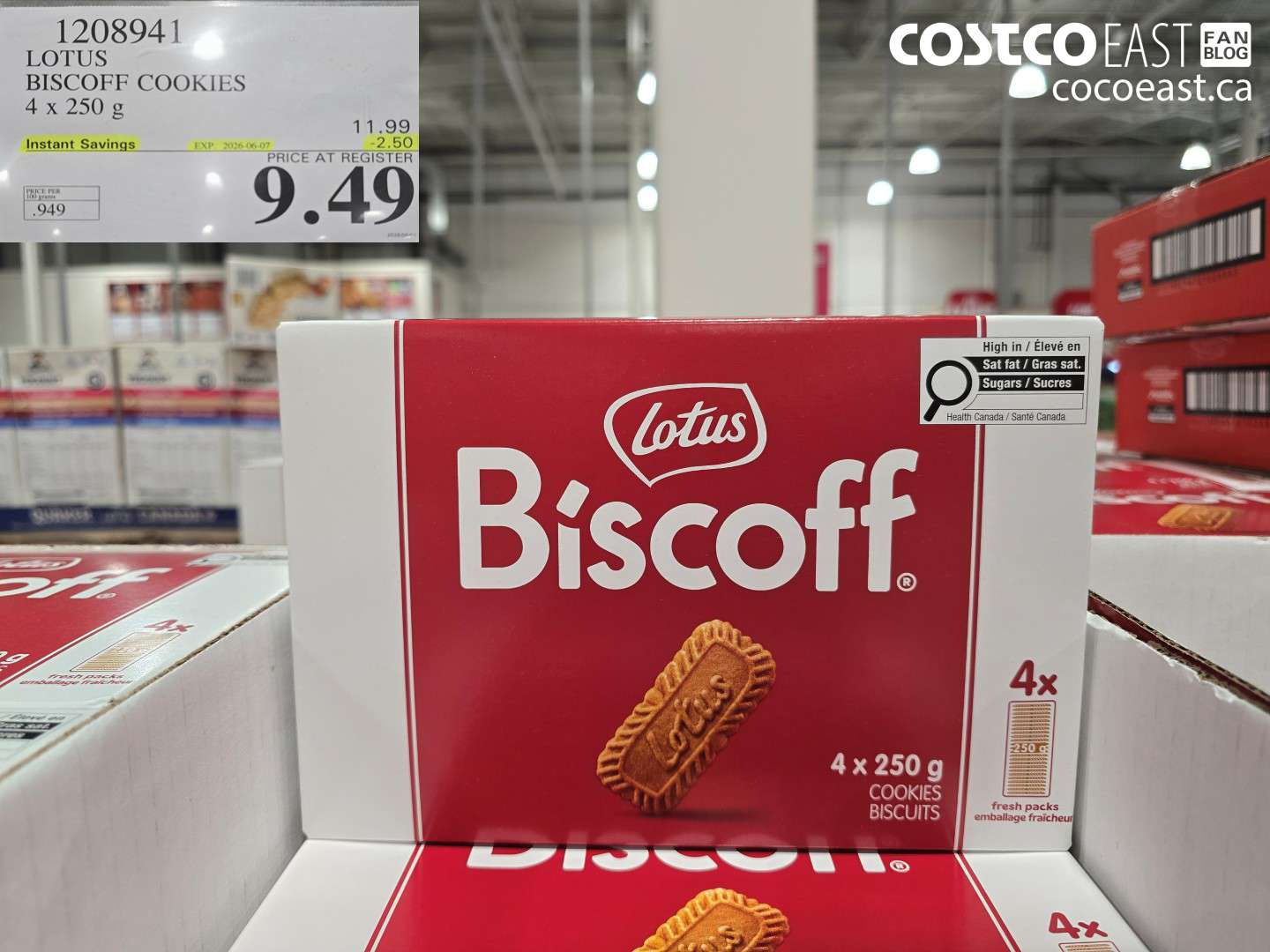 1208941 LOTUS BISCOFF COOKIES 4 X 250 G ($2.50 INSTANT SAVINGS EXPIRES ON 2026-06-07) $9.49