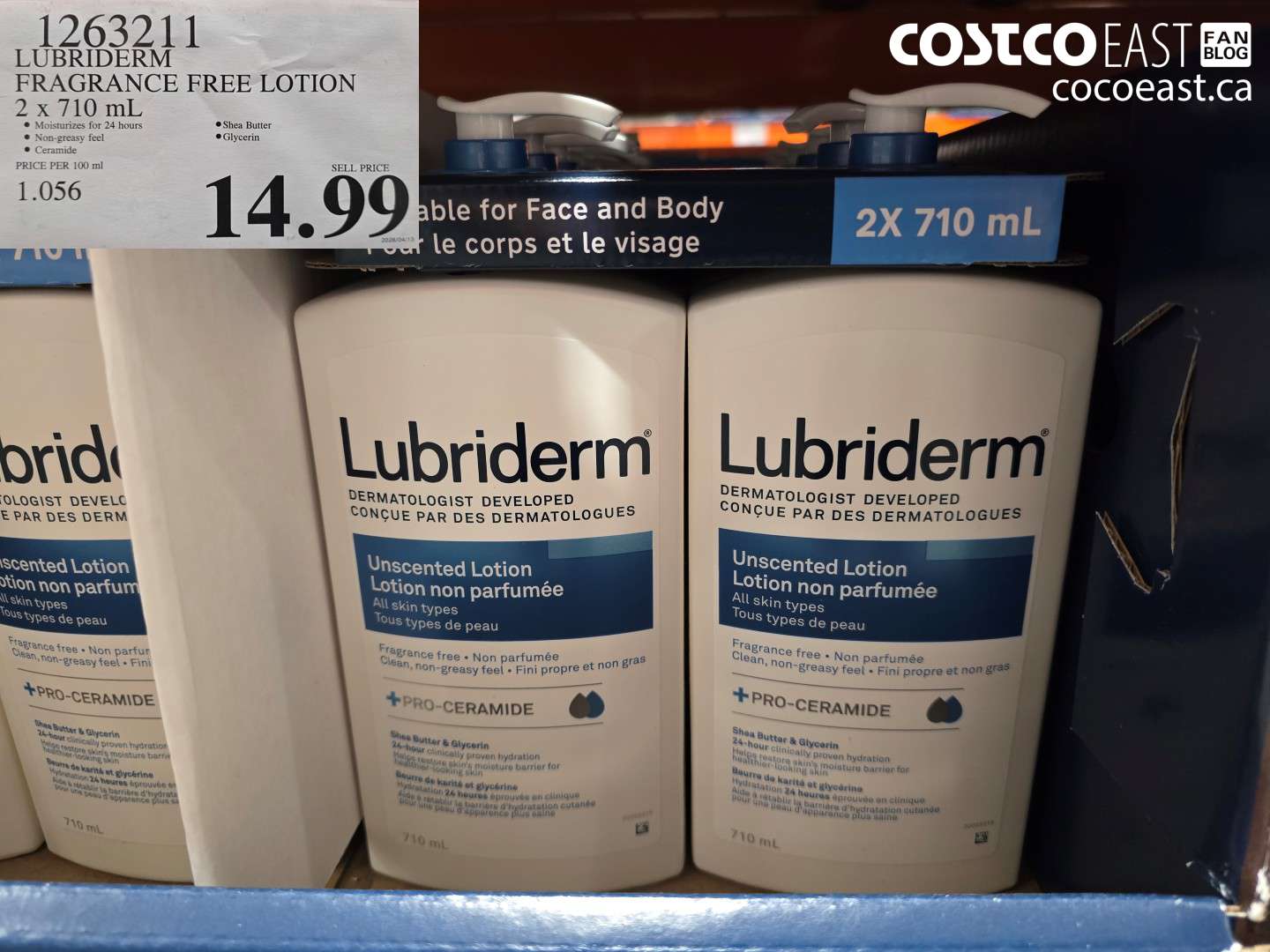 1263211 LUBRIDERM FRAGRANCE FREE LOTION 2 X 710 ML $14.99
