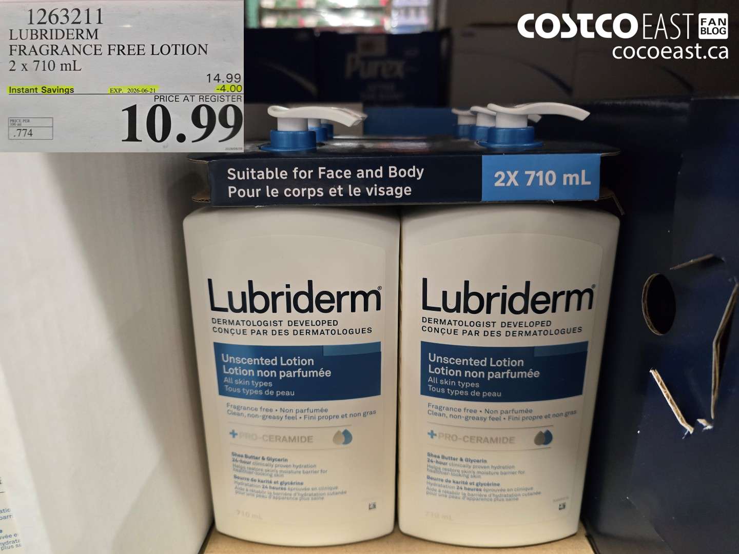 1263211 LUBRIDERM FRAGRANCE FREE LOTION 2 X 710 ML ($4.00 INSTANT SAVINGS EXPIRES ON 2026-06-21) $10.99