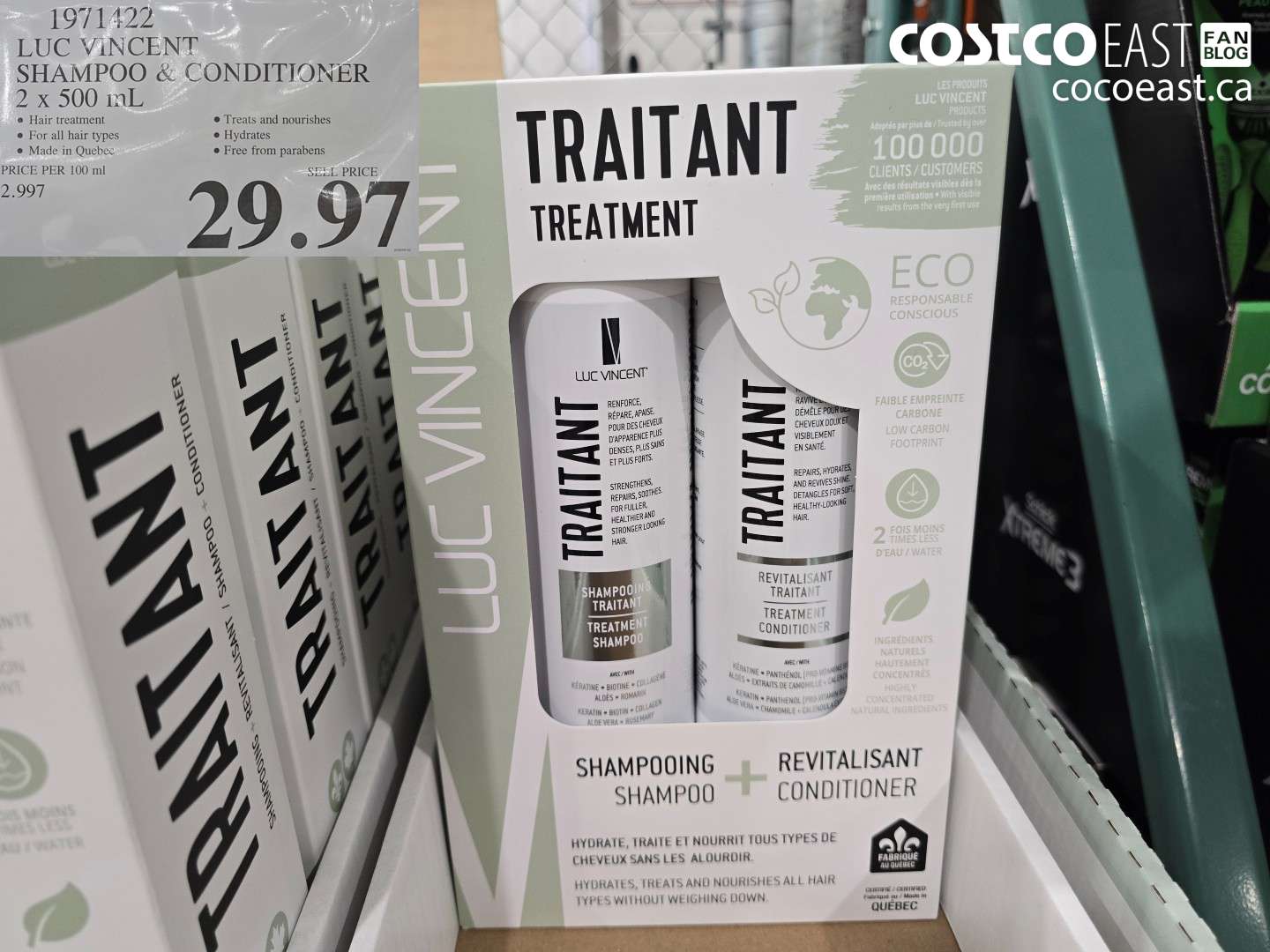 1971422 LUC VINCENT SHAMPOO & CONDITIONER 2 X 500 ML $29.97