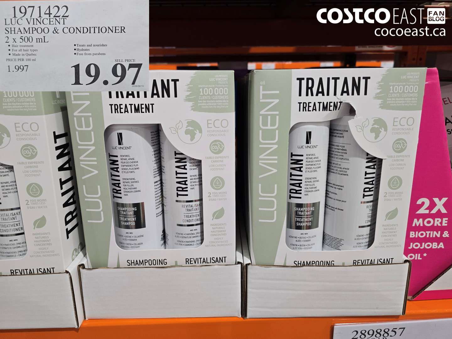 1971422 LUC VINCENT SHAMPOO & CONDITIONER 2 X 500 ML $19.97