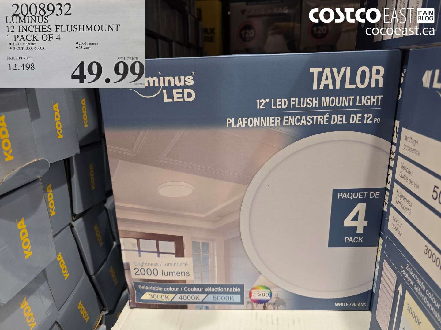 2008932 LUMINUS 12 INCHES FLUSHMOUNT PACK OF 4 $49.99
