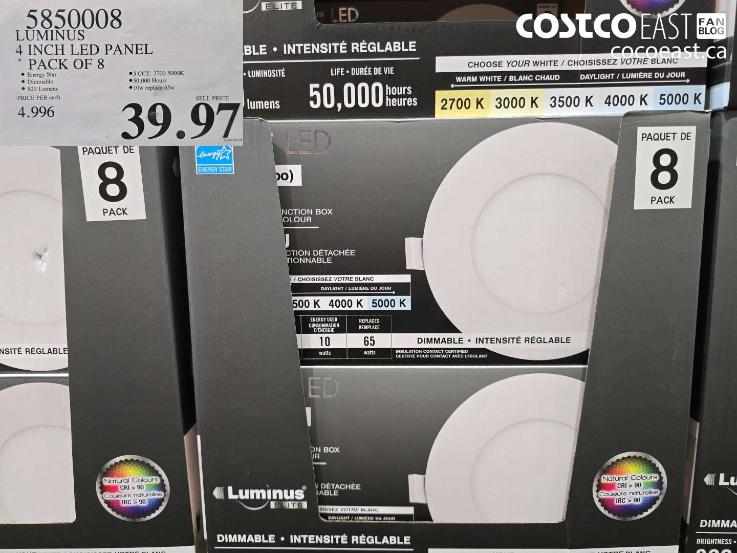5850008 LUMINUS 4 INCH LED PANEL PACK OF 8 $39.97
