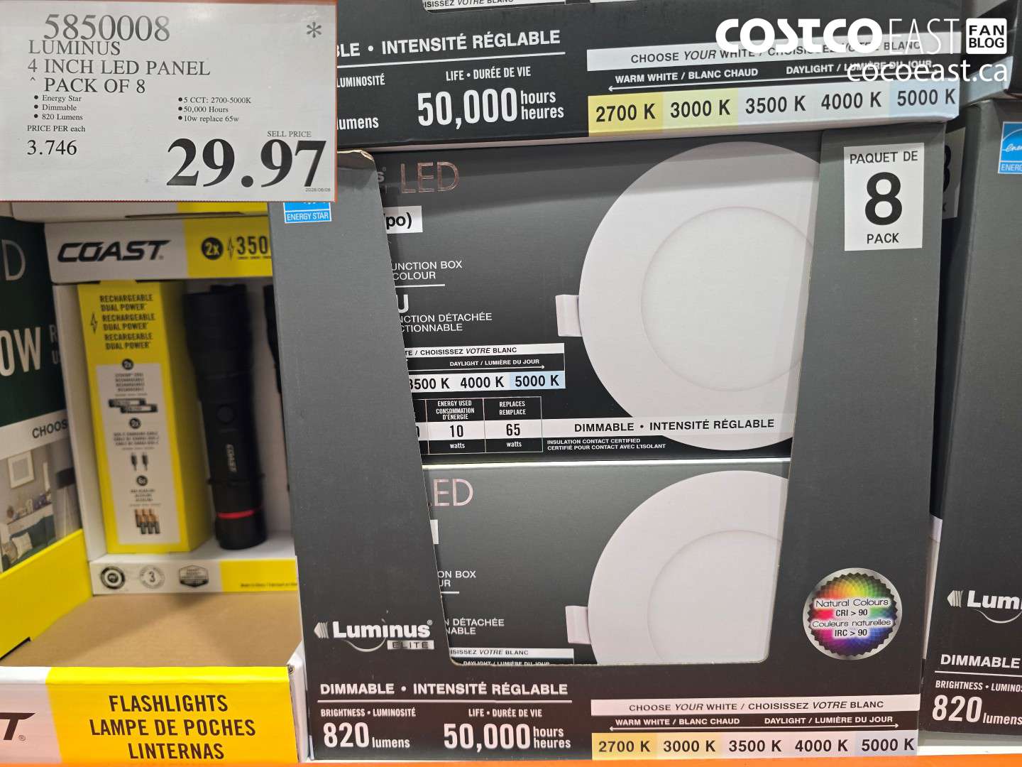 5850008 LUMINUS 4 INCH LED PANEL PACK OF 8 $29.97