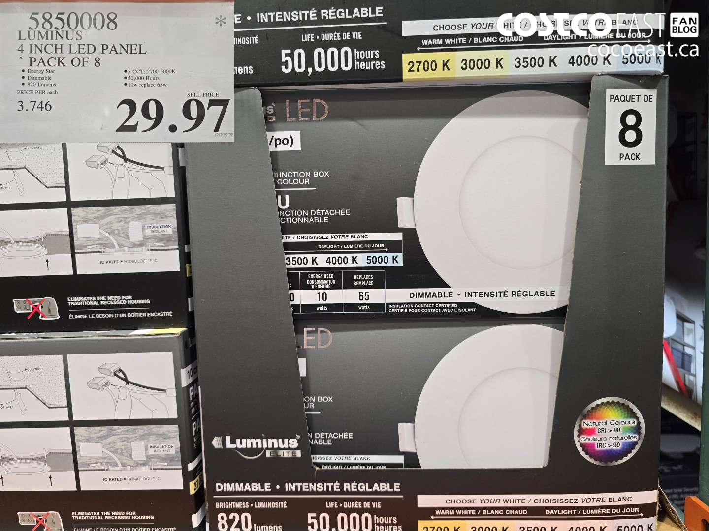 5850008 LUMINUS 4 INCH LED PANEL PACK OF 8 $29.97