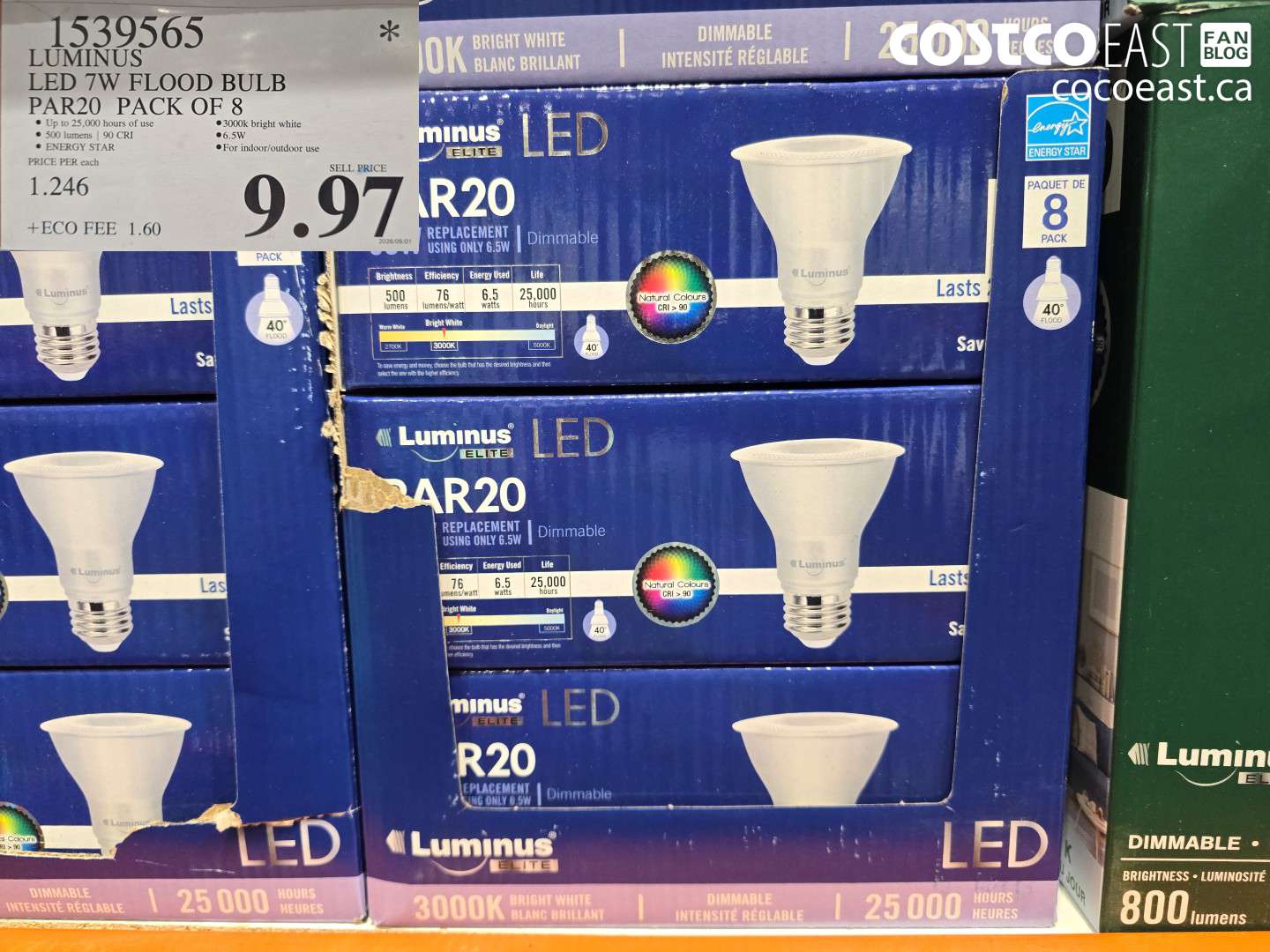 1539565 LUMINUS LED 7W FLOOD BULB PAR20 PACK OF 8 $9.97