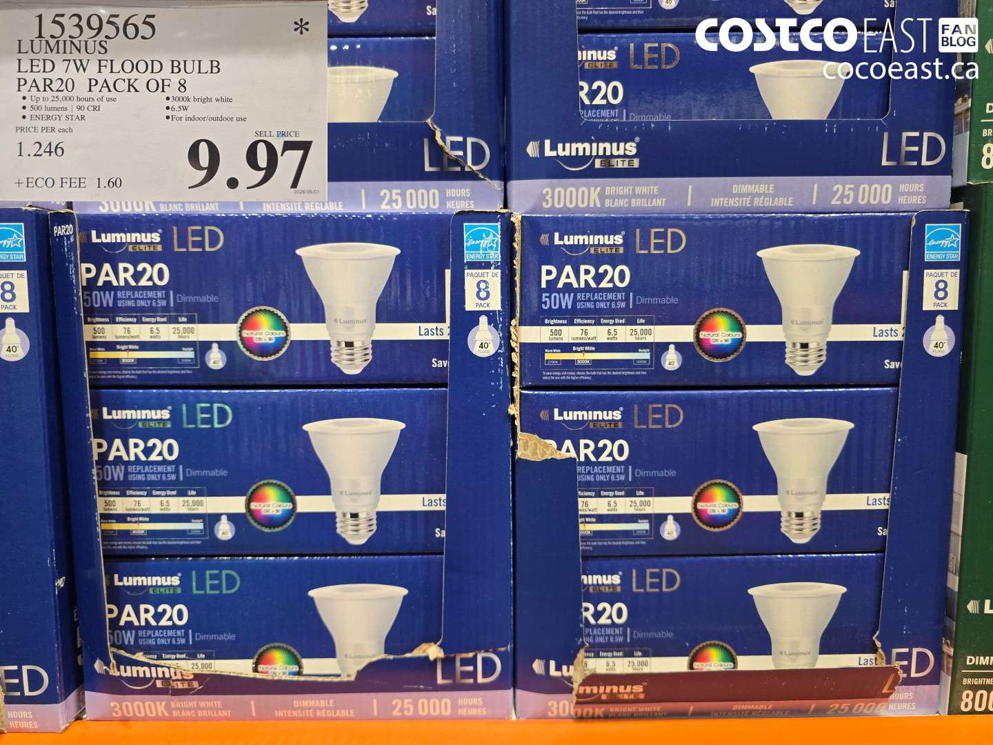 1539565 LUMINUS LED 7W FLOOD BULB PAR20 PACK OF 8 $9.97