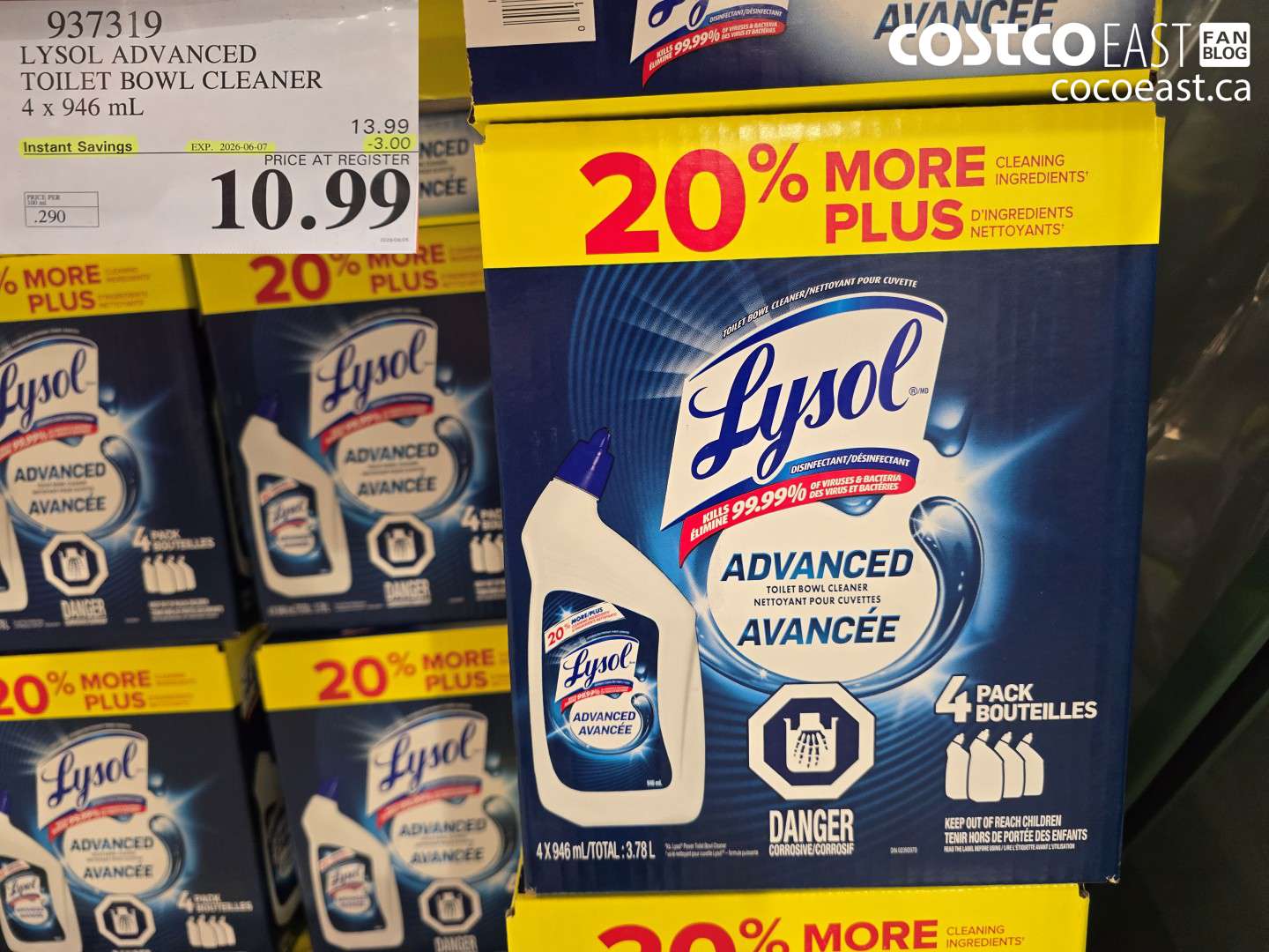 937319 LYSOL ADVANCED TOILET BOWL CLEANER 4 X 946 ML ($3.00 INSTANT SAVINGS EXPIRES ON 2026-06-07) $10.99