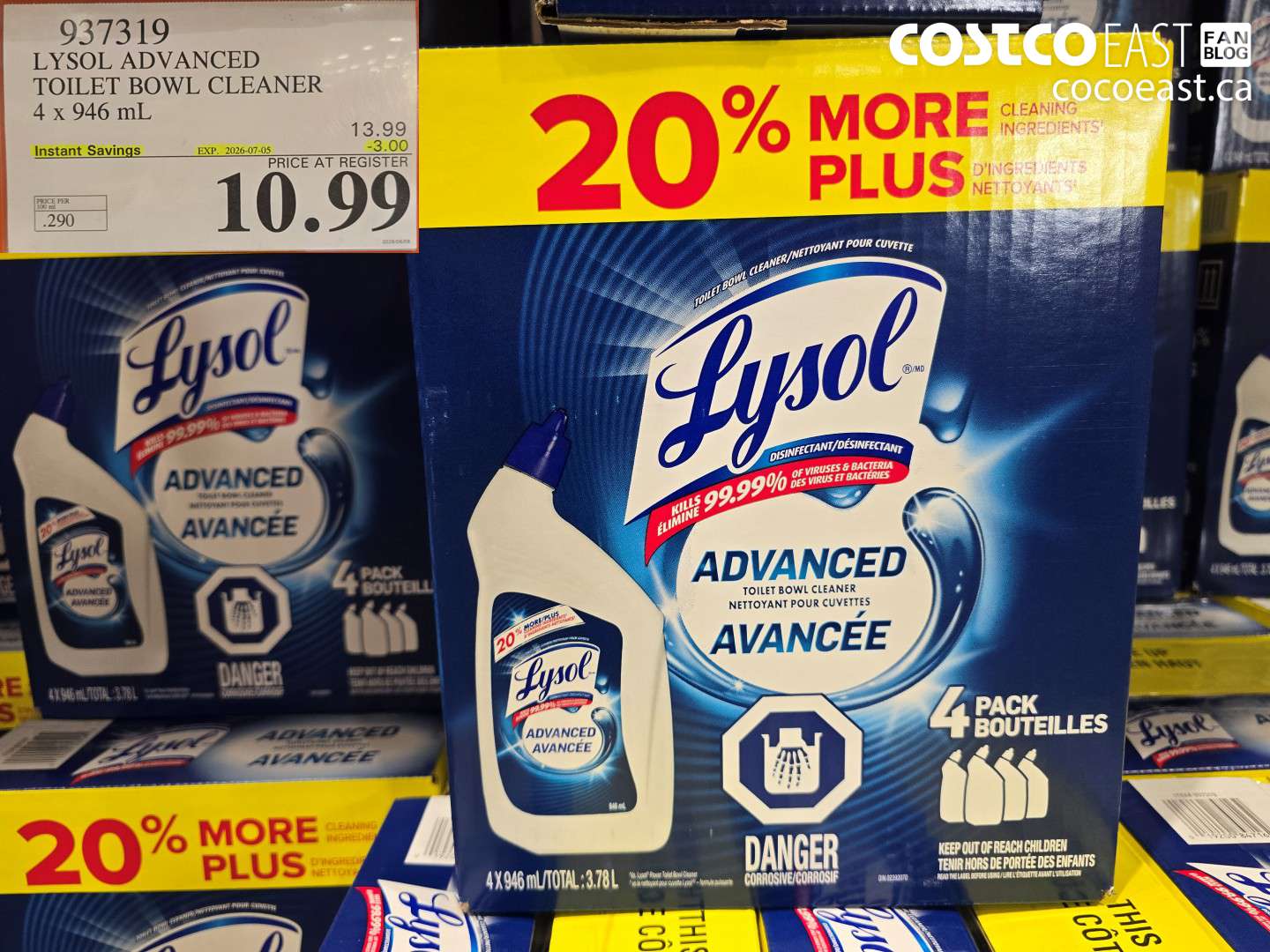 937319 LYSOL ADVANCED TOILET BOWL CLEANER 4 X 946 ML ($3.00 INSTANT SAVINGS EXPIRES ON 2026-07-05) $10.99