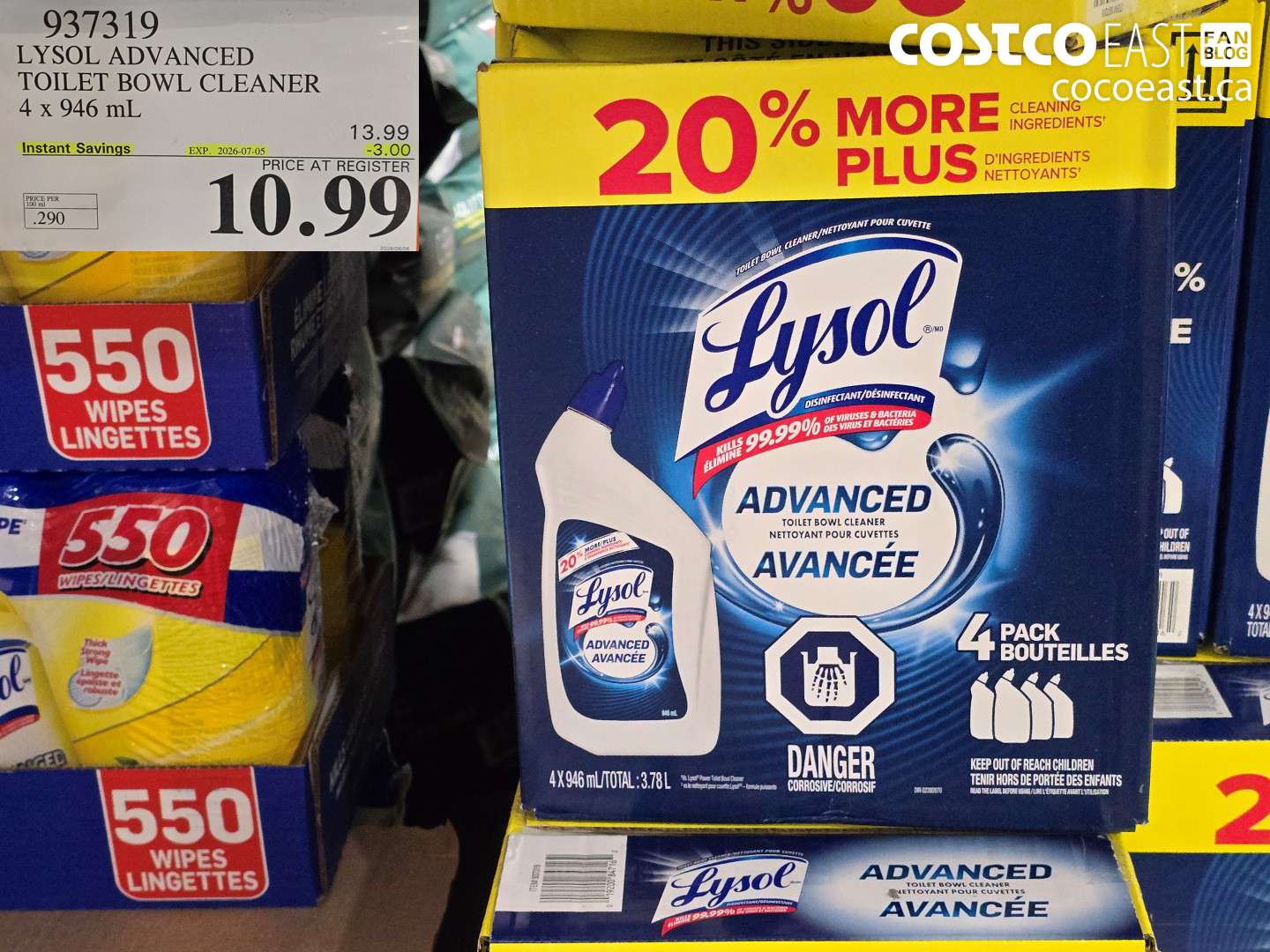 937319 LYSOL ADVANCED TOILET BOWL CLEANER 4 X 946 ML ($3.00 INSTANT SAVINGS EXPIRES ON 2026-07-05) $10.99