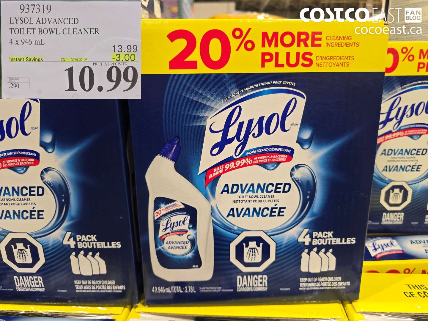 937319 LYSOL ADVANCED TOILET BOWL CLEANER 4 X 946 ML ($3.00 INSTANT SAVINGS EXPIRES ON 2026-07-05) $10.99
