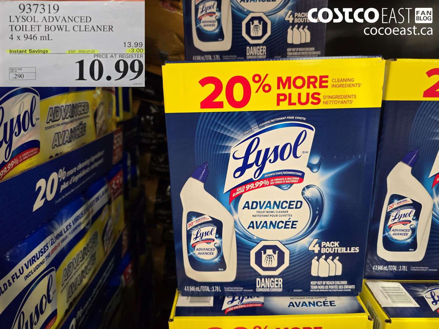 937319 LYSOL ADVANCED TOILET BOWL CLEANER 4 X 946 ML ($3.00 INSTANT SAVINGS EXPIRES ON 2026-07-05) $10.99