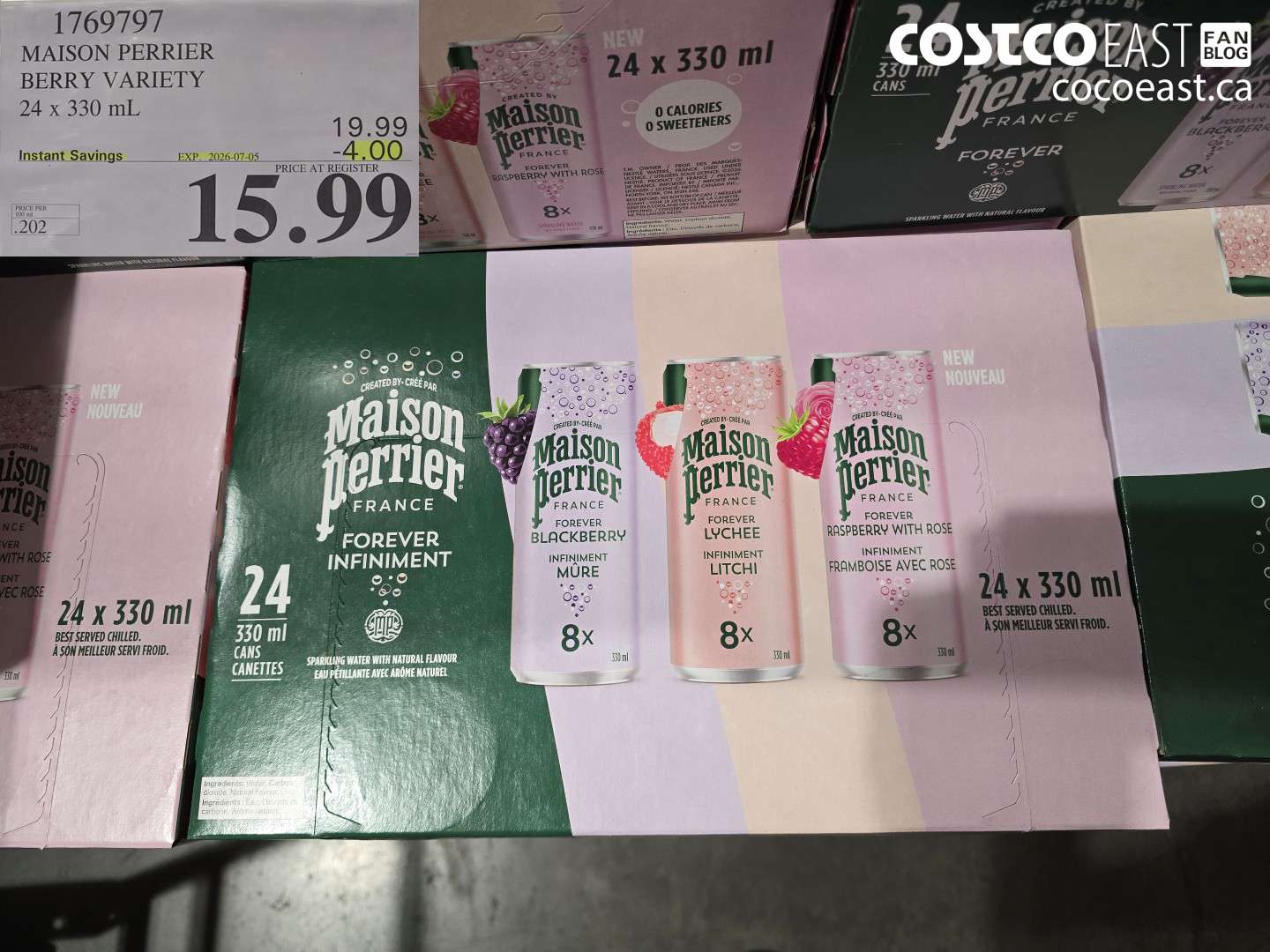 1769797 MAISON PERRIER BERRY VARIETY 24 X 330 ML ($4.00 INSTANT SAVINGS EXPIRES ON 2026-07-05) $15.99