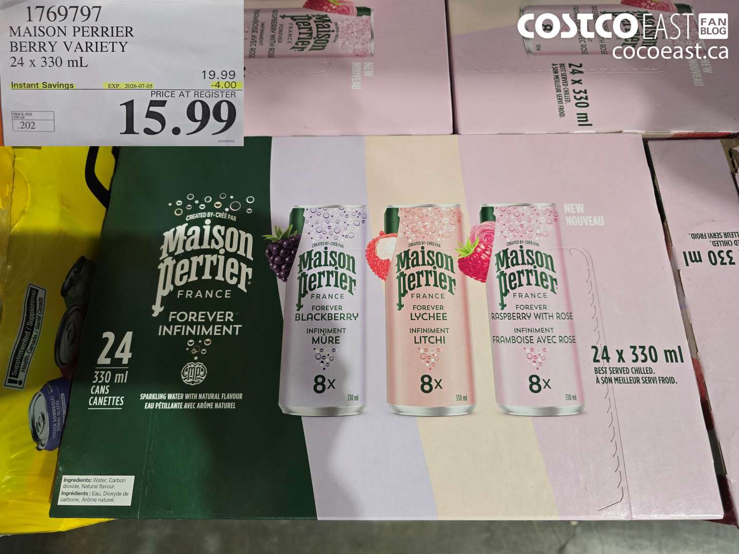 1769797 MAISON PERRIER BERRY VARIETY 24 X 330 ML ($4.00 INSTANT SAVINGS EXPIRES ON 2026-07-05) $15.99