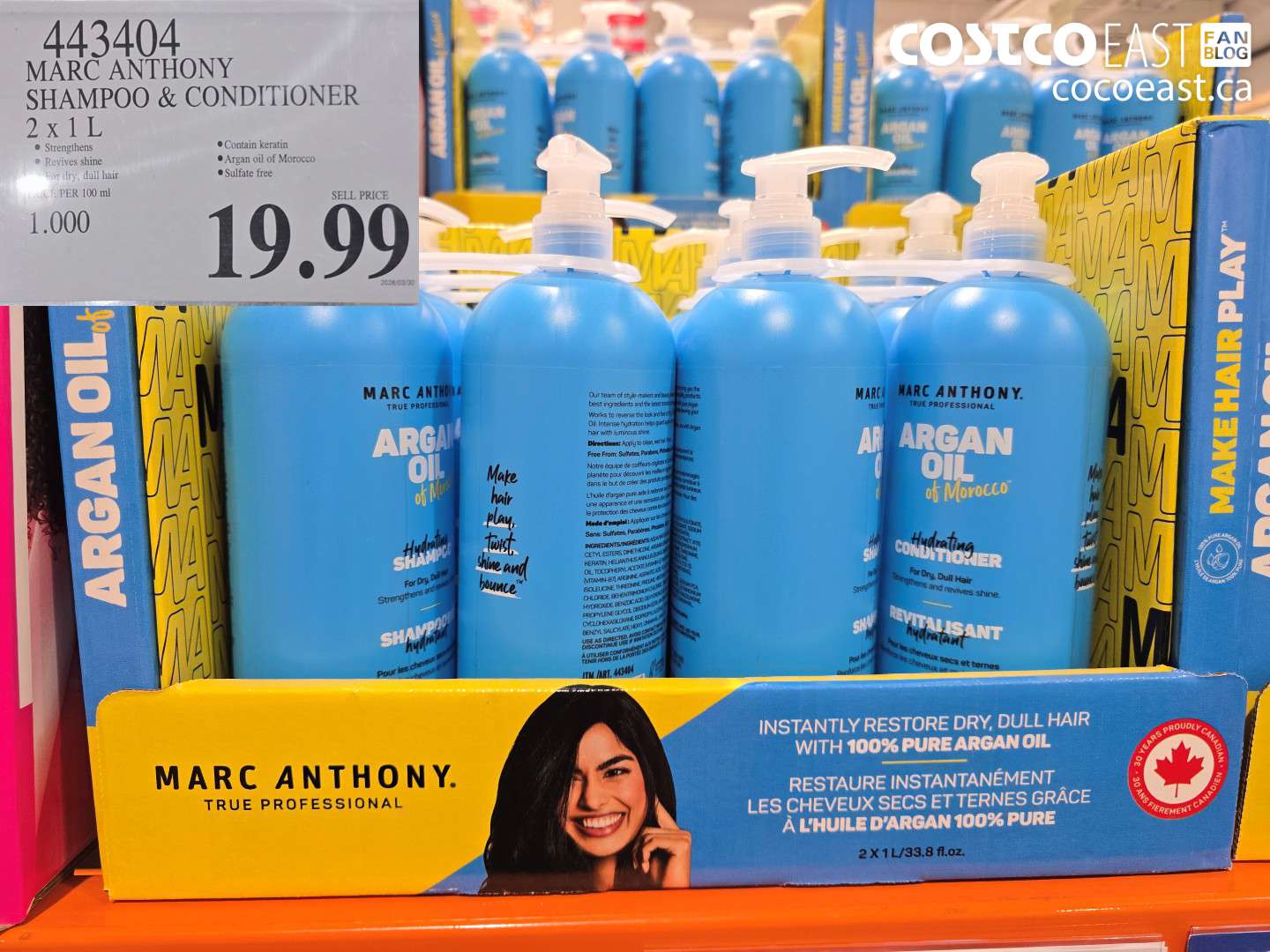 443404 MARC ANTHONY SHAMPOO & CONDITIONER 2 X 1 L $19.99