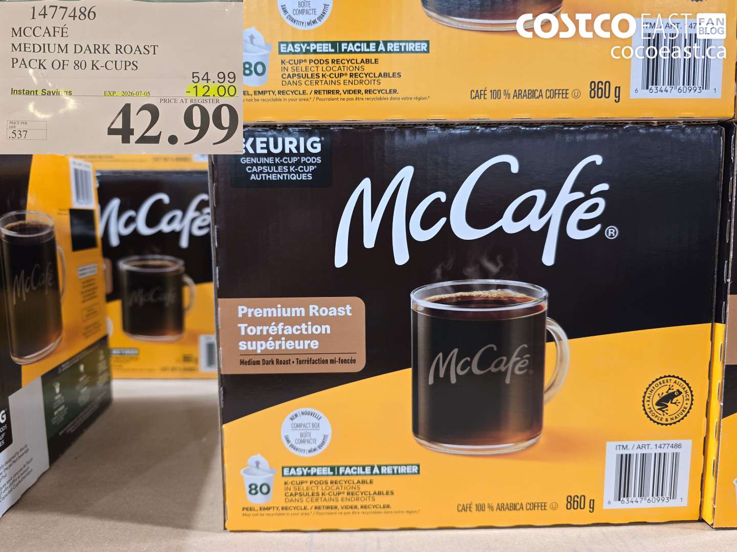 1477486 MCCAFÉ MEDIUM DARK ROAST PACK OF 80 K-CUPS ($12.00 INSTANT SAVINGS EXPIRES ON 2026-07-05) $42.99
