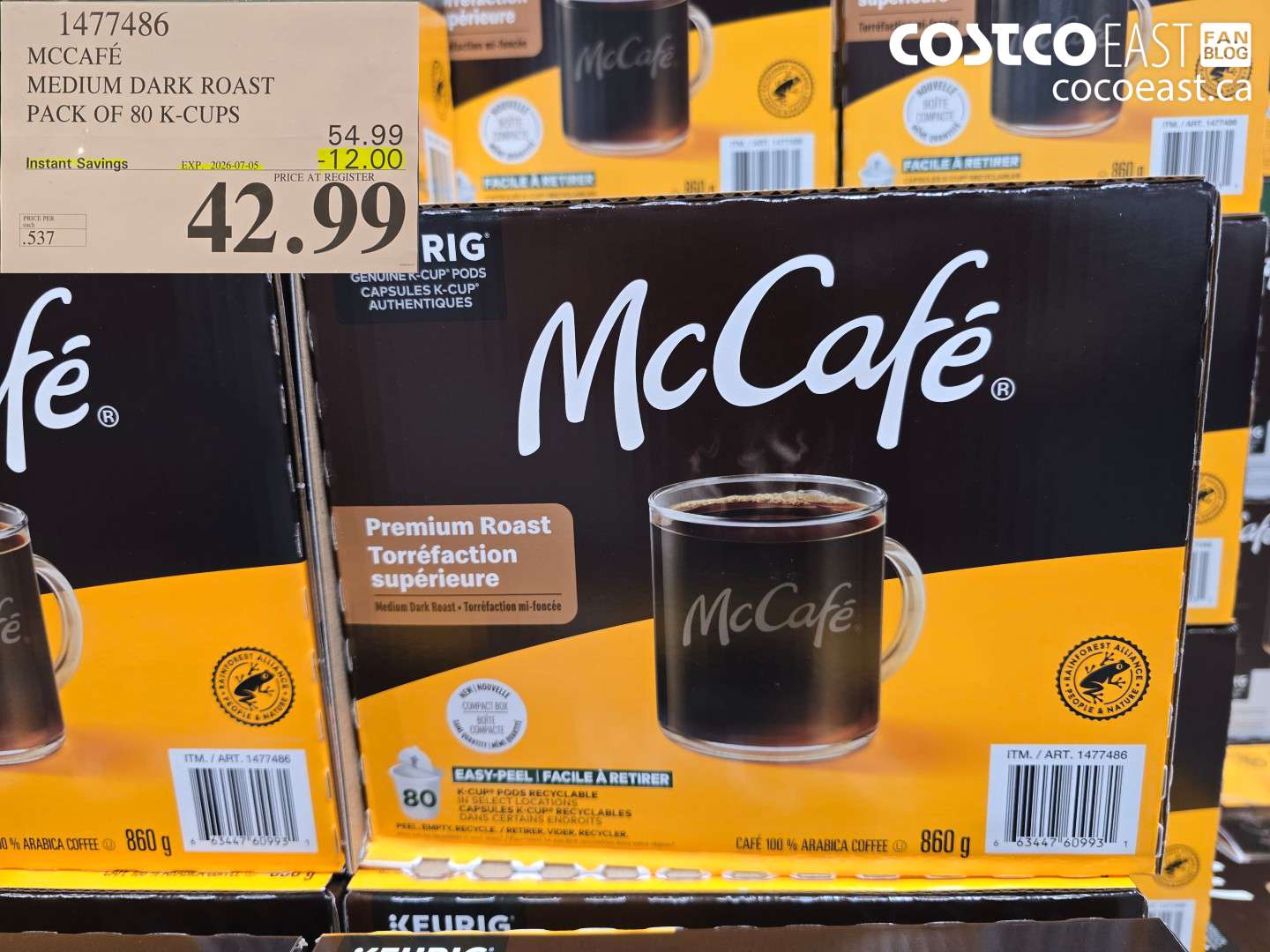 1477486 MCCAFÉ MEDIUM DARK ROAST PACK OF 80 K-CUPS ($12.00 INSTANT SAVINGS EXPIRES ON 2026-07-05) $42.99