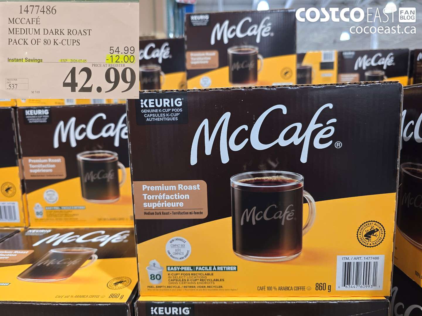 1477486 MCCAFÉ MEDIUM DARK ROAST PACK OF 80 K-CUPS ($12.00 INSTANT SAVINGS EXPIRES ON 2026-07-05) $42.99