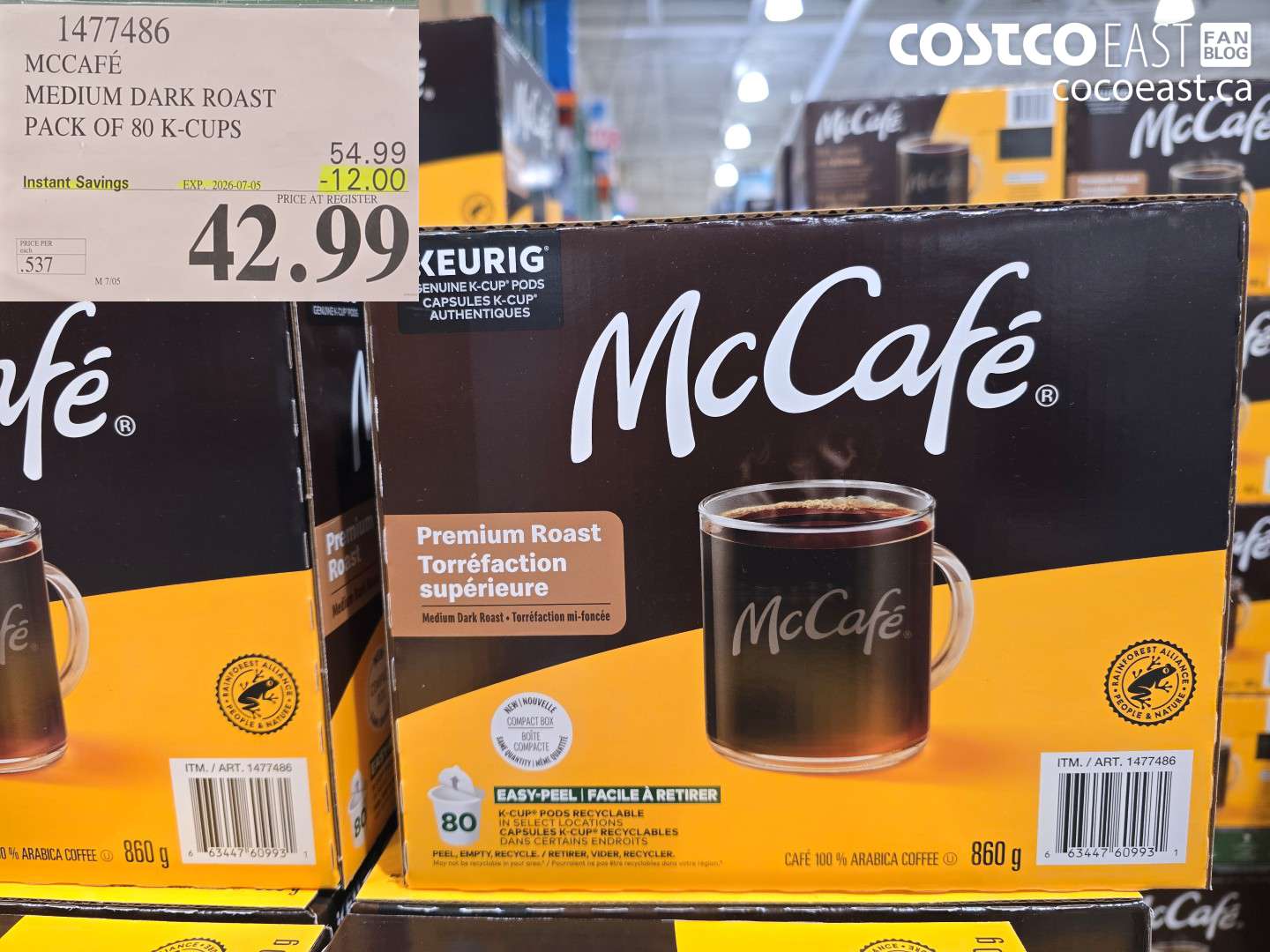 1477486 MCCAFÉ MEDIUM DARK ROAST PACK OF 80 K-CUPS ($12.00 INSTANT SAVINGS EXPIRES ON 2026-07-05) $42.99