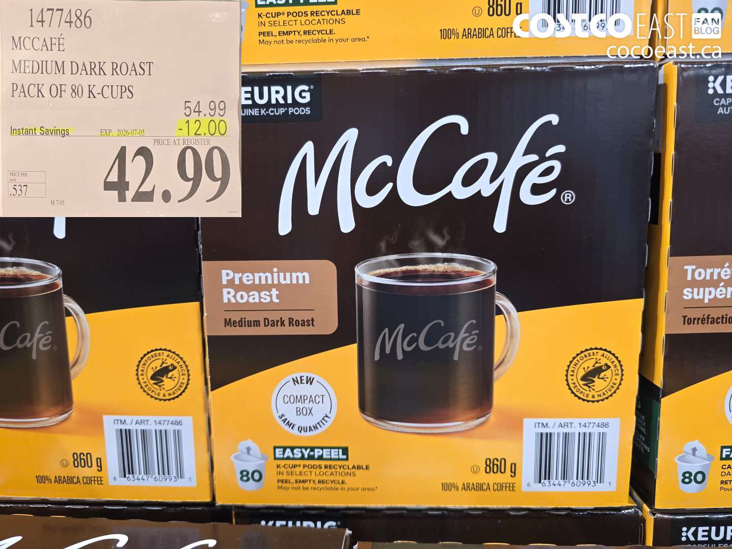 1477486 MCCAFÉ MEDIUM DARK ROAST PACK OF 80 K-CUPS ($12.00 INSTANT SAVINGS EXPIRES ON 2026-07-05) $42.99