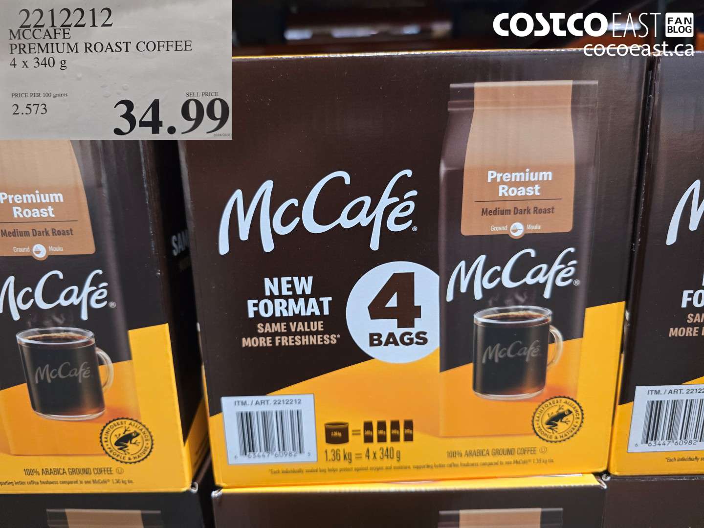 2212212 MCCAFE PREMIUM ROAST COFFEE 4 X 340 G $34.99