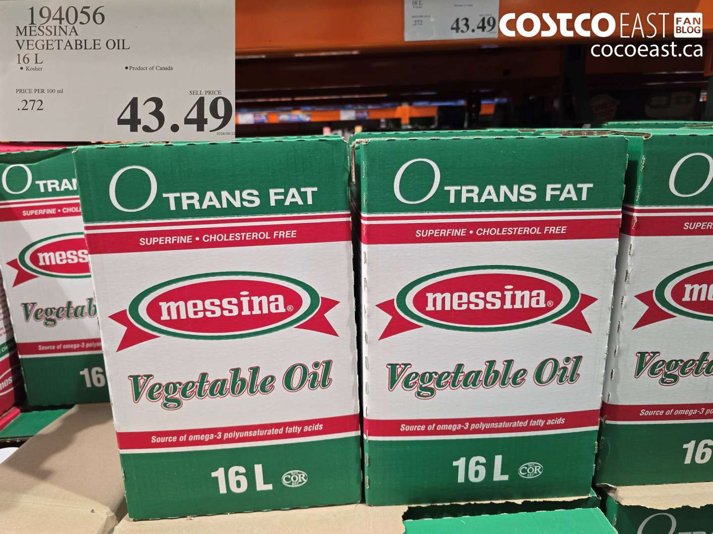 194056 MESSINA VEGETABLE OIL 16 L $43.49