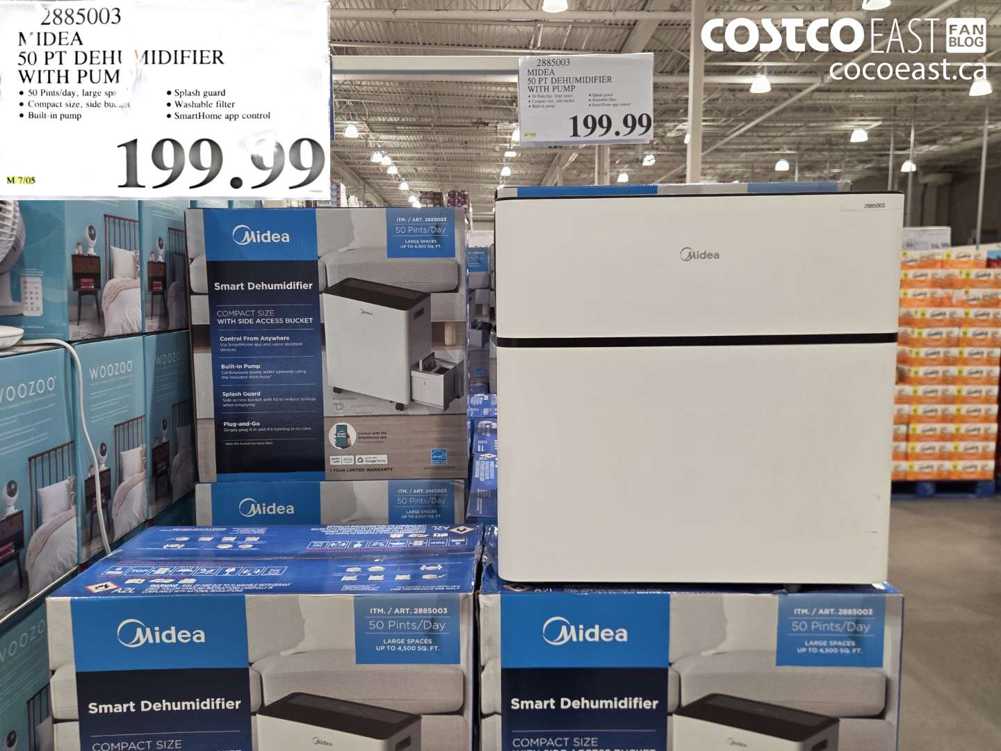 2885003 MIDEA 50 PT DEHUMIDIFIER WITH PUMP $199.99