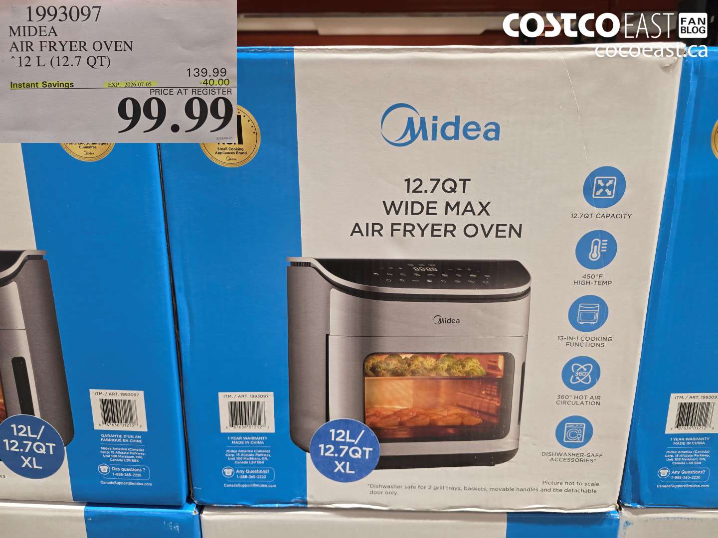 1993097 MIDEA AIR FRYER OVEN 12 L (12.7 QT) ($40.00 INSTANT SAVINGS EXPIRES ON 2026-07-05) $99.99