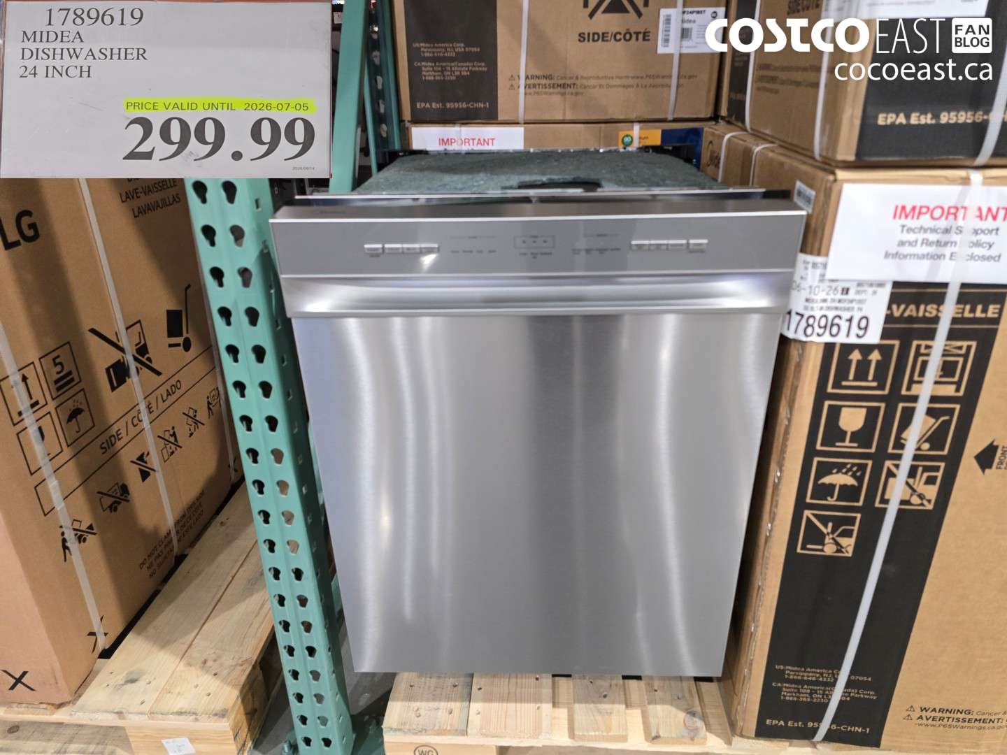 1789619 MIDEA DISHWASHER 24 INCH $299.99
