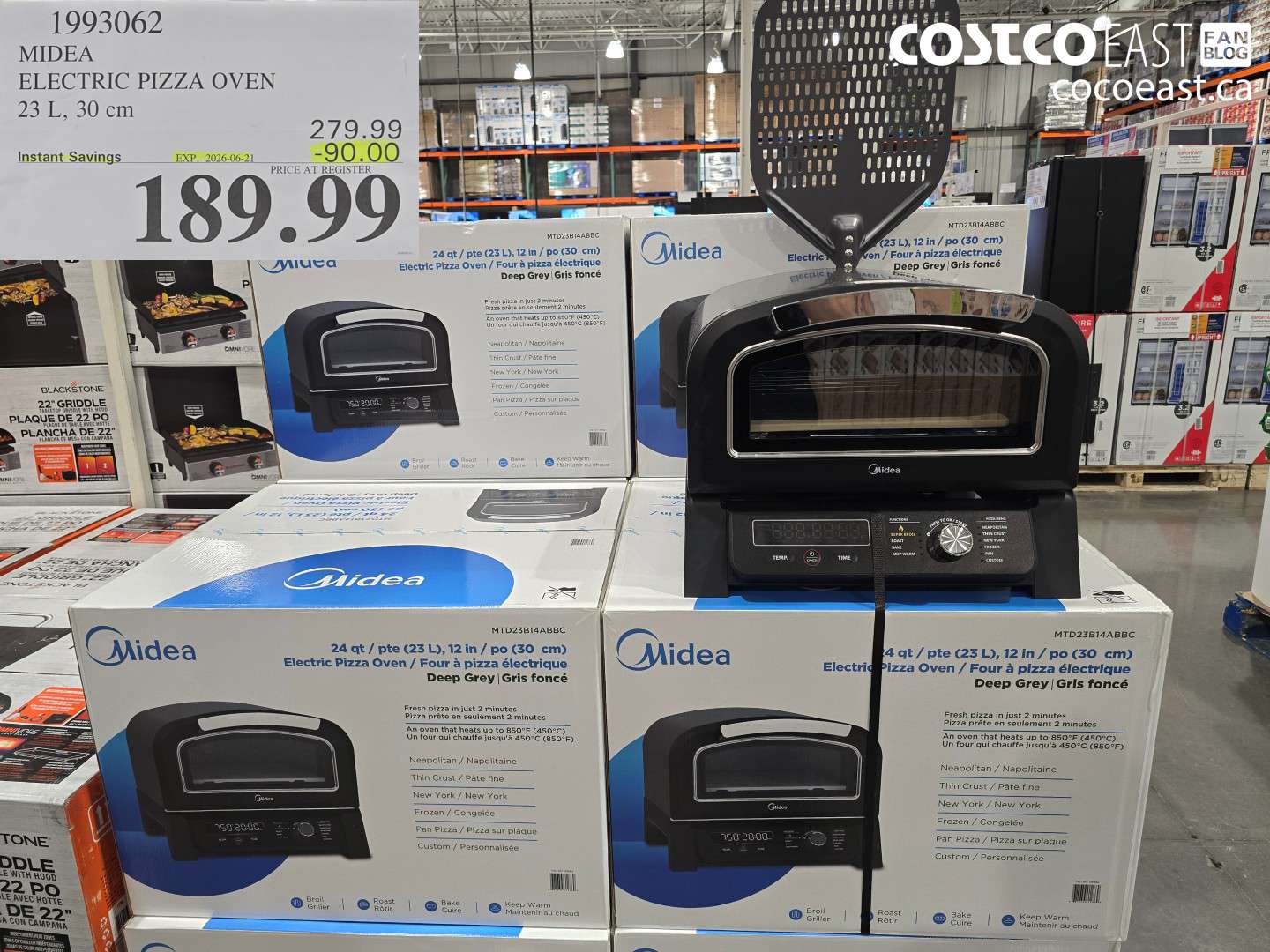 1993062 MIDEA ELECTRIC PIZZA OVEN 23 L, 30 CM ($90.00 INSTANT SAVINGS EXPIRES ON 2026-06-21) $189.99