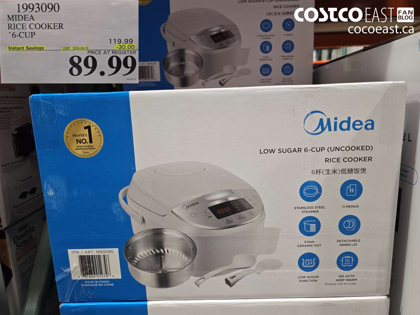 1993090 MIDEA RICE COOKER 6-CUP ($30.00 INSTANT SAVINGS EXPIRES ON 2026-06-30) $89.99