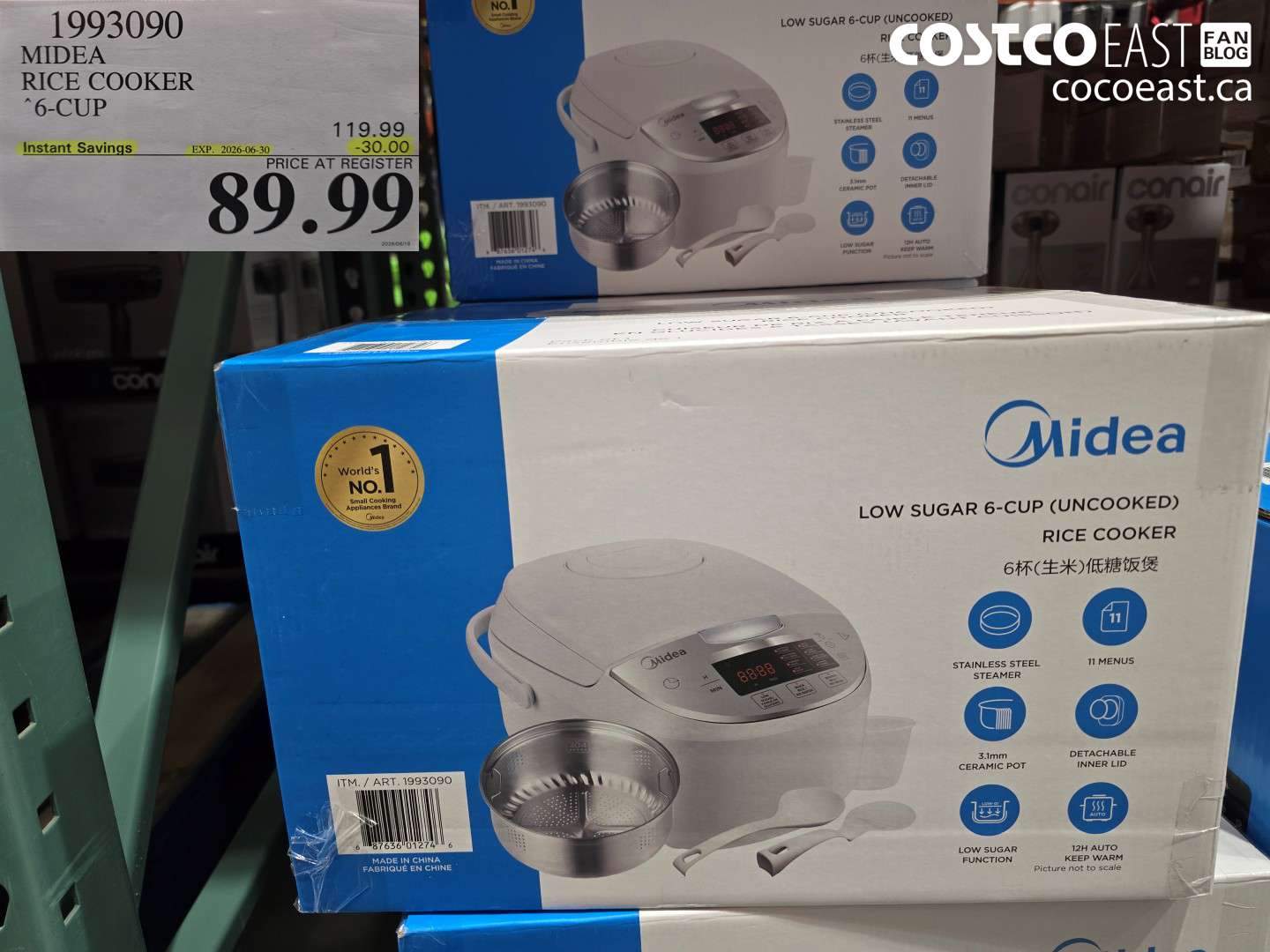 1993090 MIDEA RICE COOKER 6-CUP ($30.00 INSTANT SAVINGS EXPIRES ON 2026-06-30) $89.99